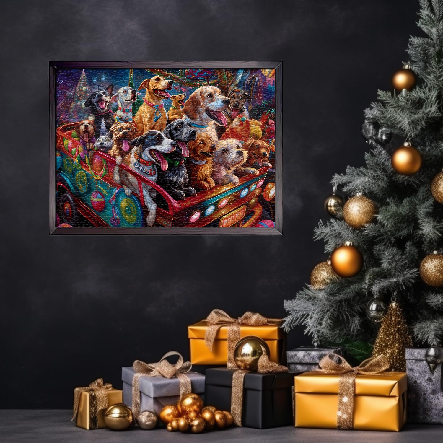 BBOLDIN® Weihnachten Vergnügungspark Hund Jigsaw Puzzle 1000 Stücke