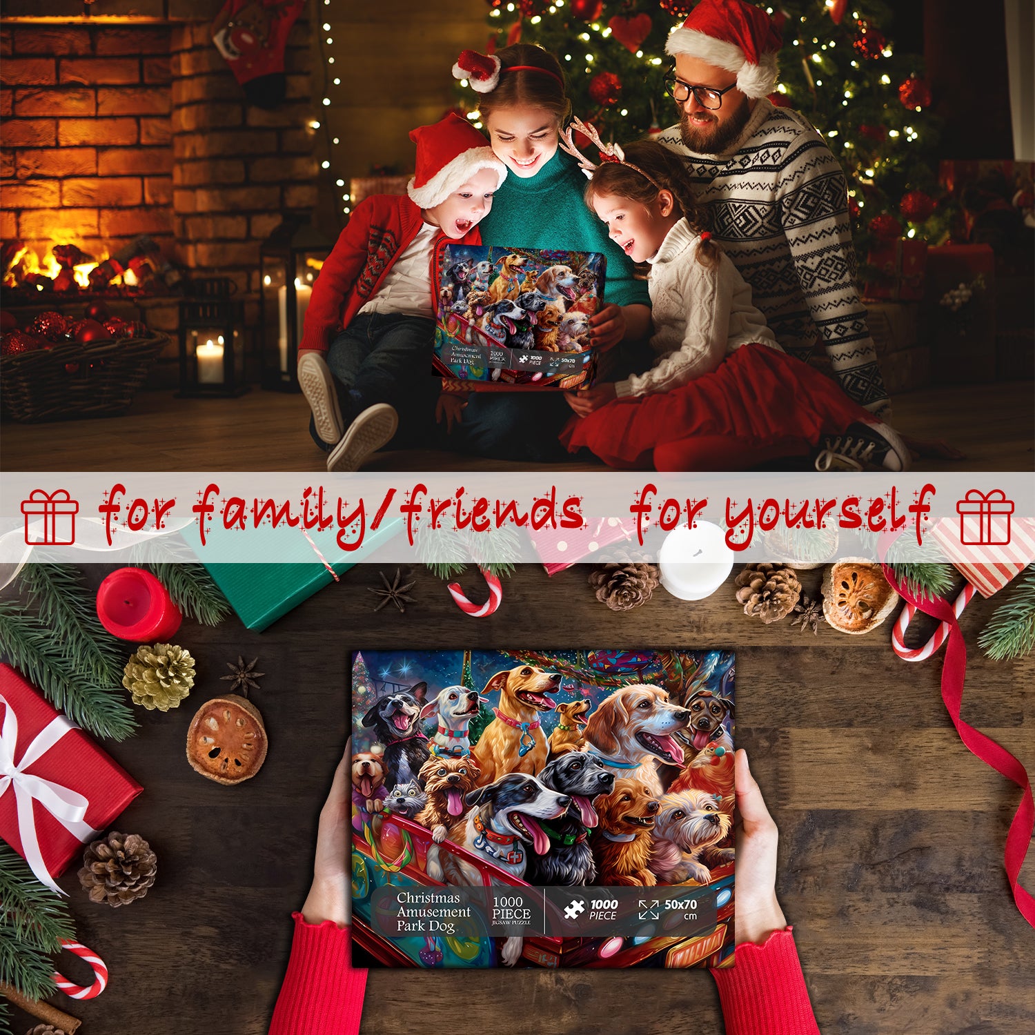 BBOLDIN® Weihnachten Vergnügungspark Hund Jigsaw Puzzle 1000 Stücke