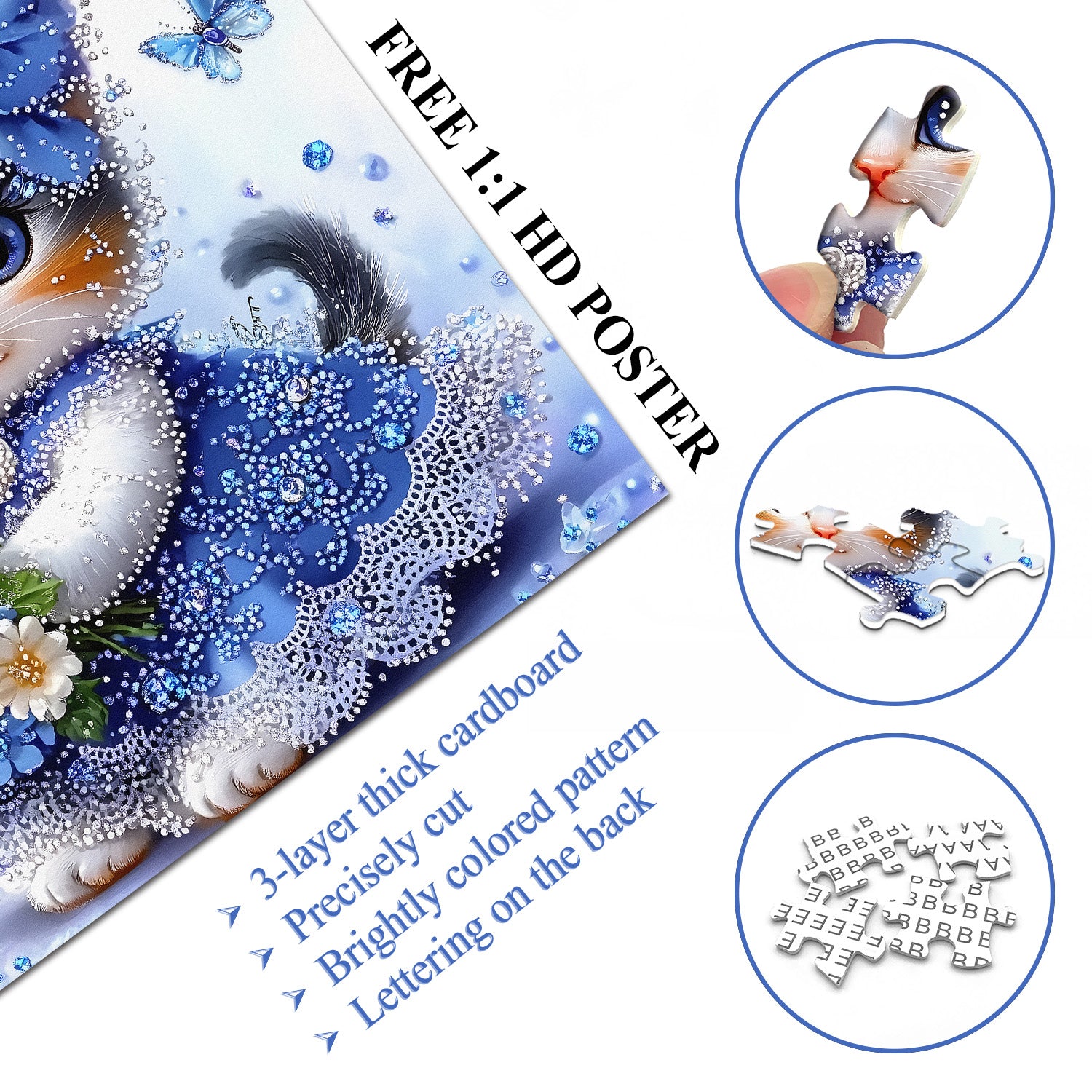 The Sapphire Kitten Jigsaw Puzzle 1000 Pieces