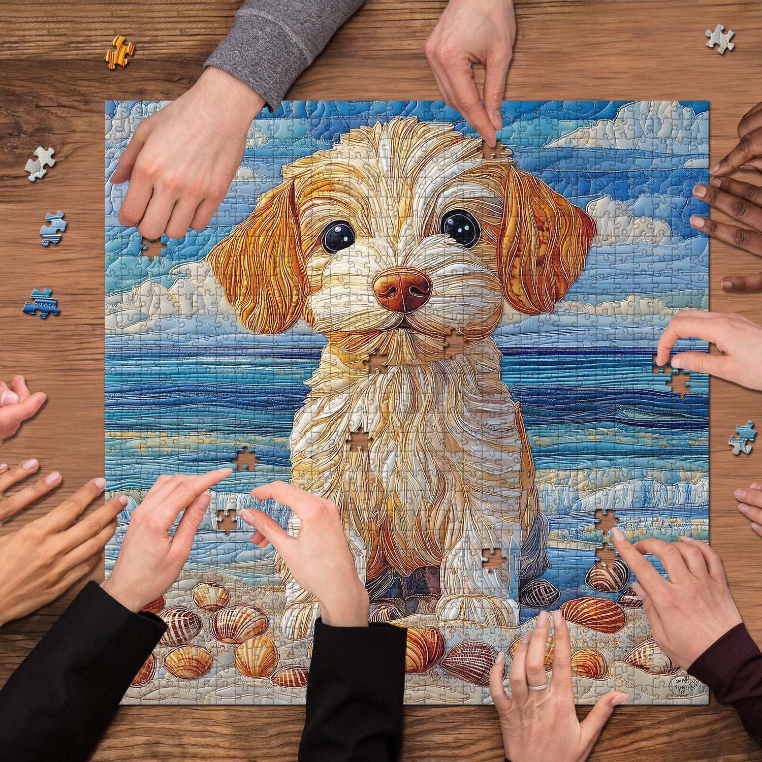 Fabric Puppy Jigsaw Puzzle 1000 Pieces