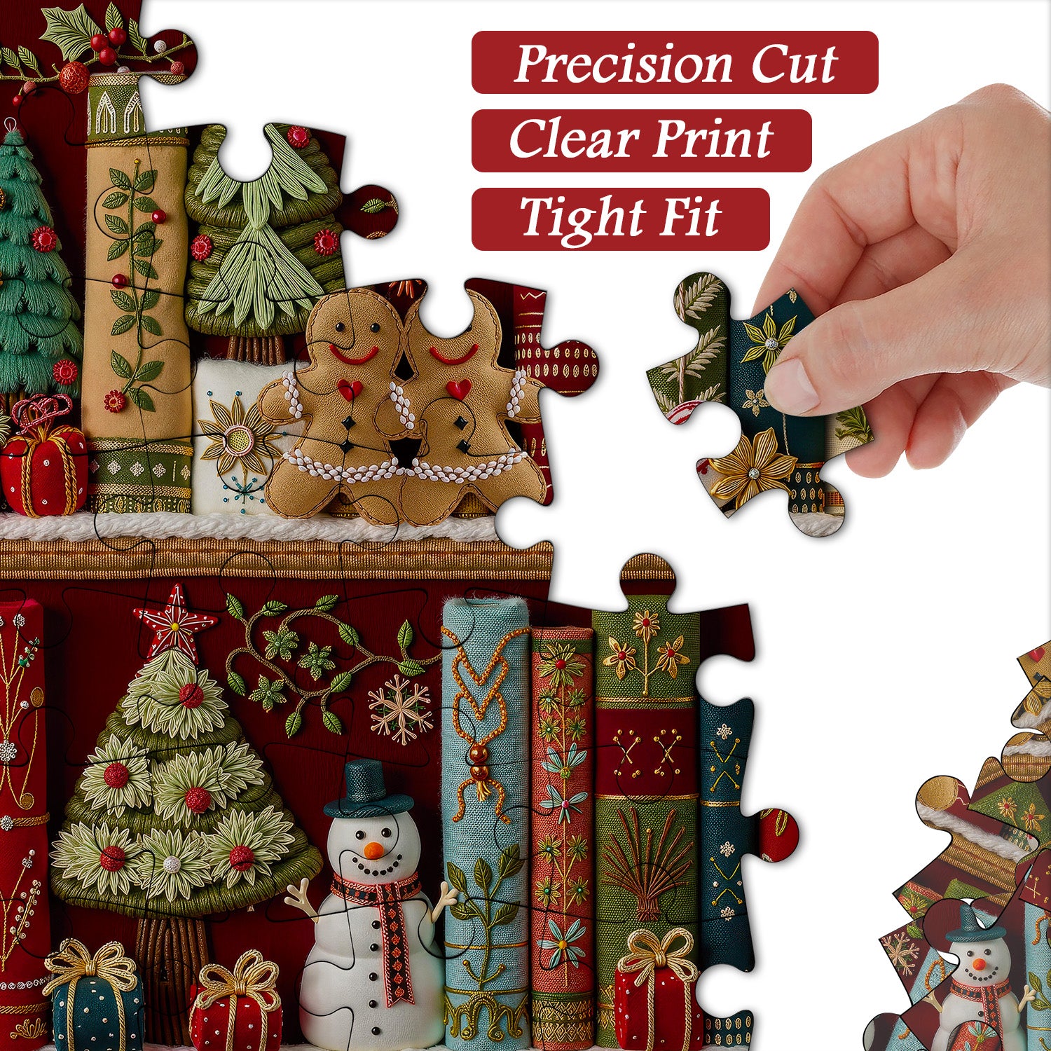 Cozy Christmas Bookshelf Jigsaw Puzzle 1000 Pieces
