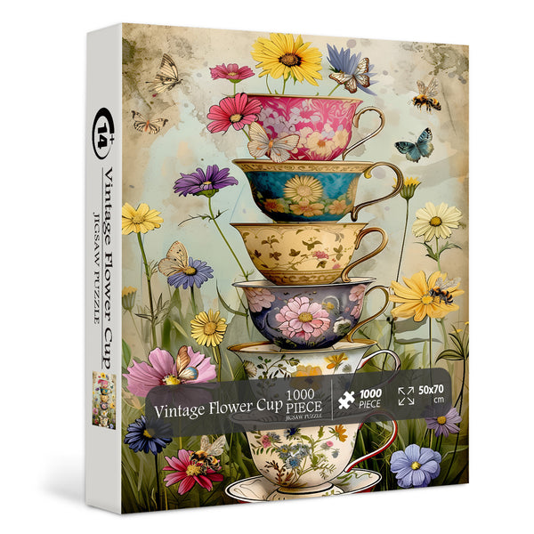 Vintage Flower Cup Jigsaw Puzzle 1000 Pieces – bboldin
