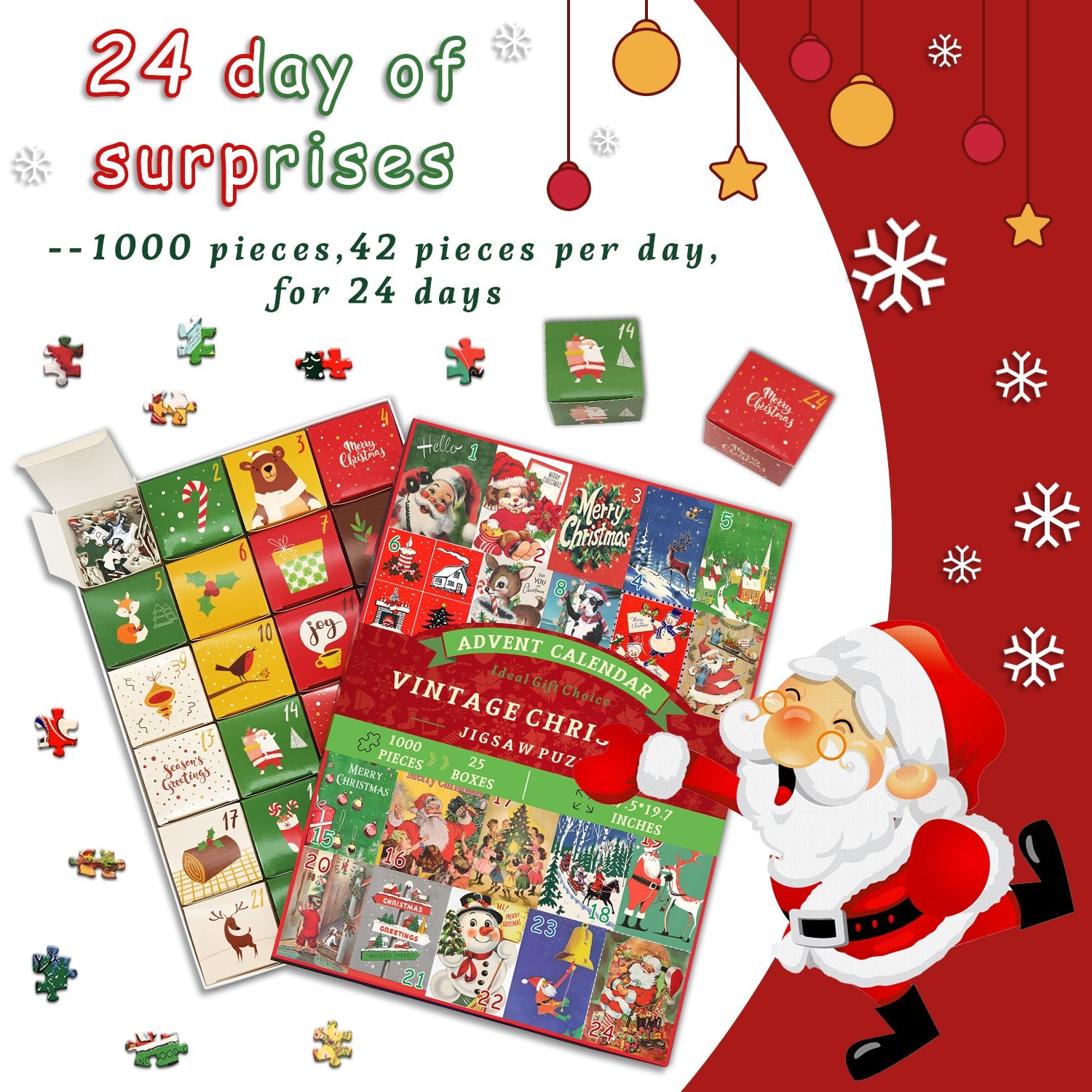 Vintage Christmas Tree Snowman Jigsaw Puzzle 1000 Pieces