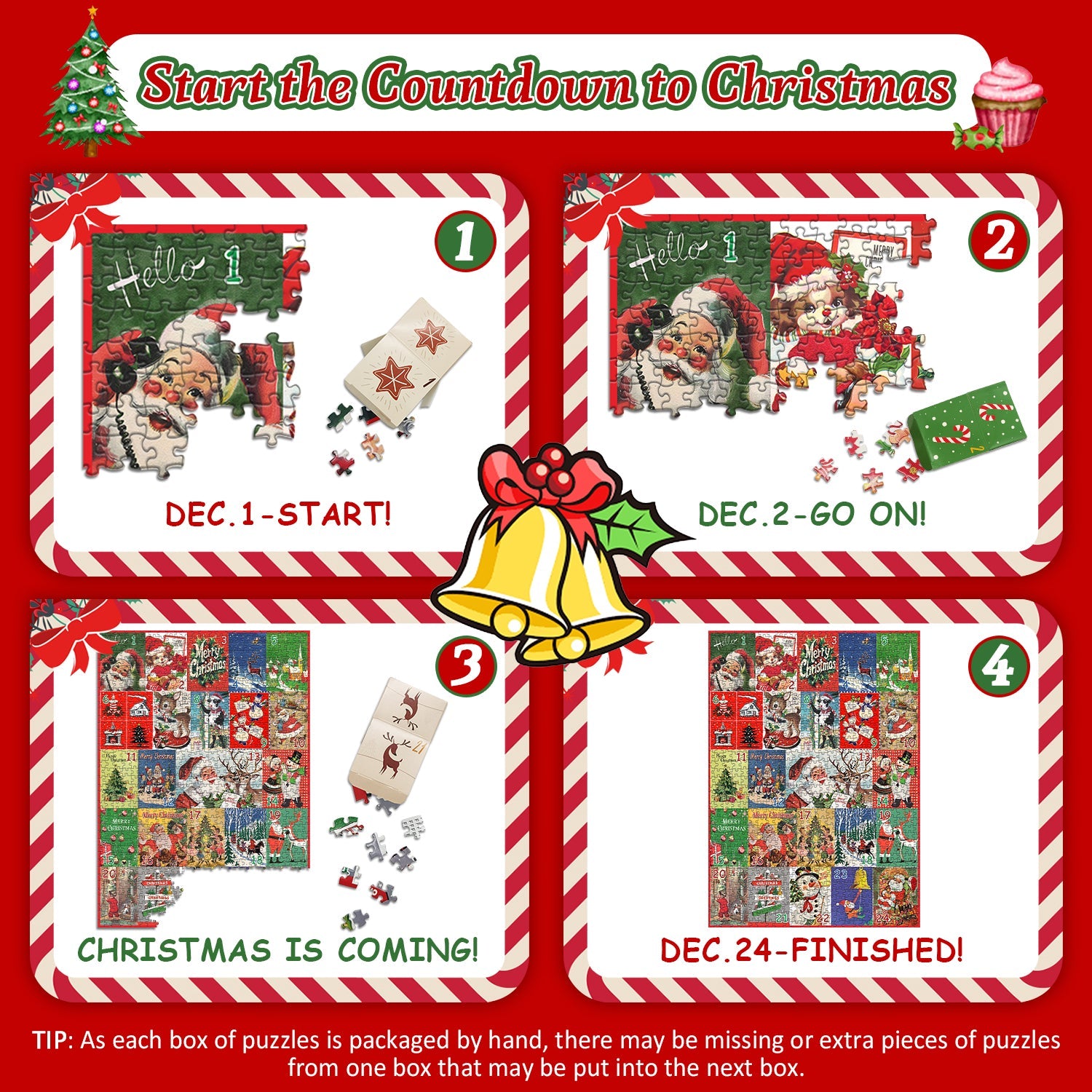 Vintage Christmas Tree Snowman Jigsaw Puzzle 1000 Pieces