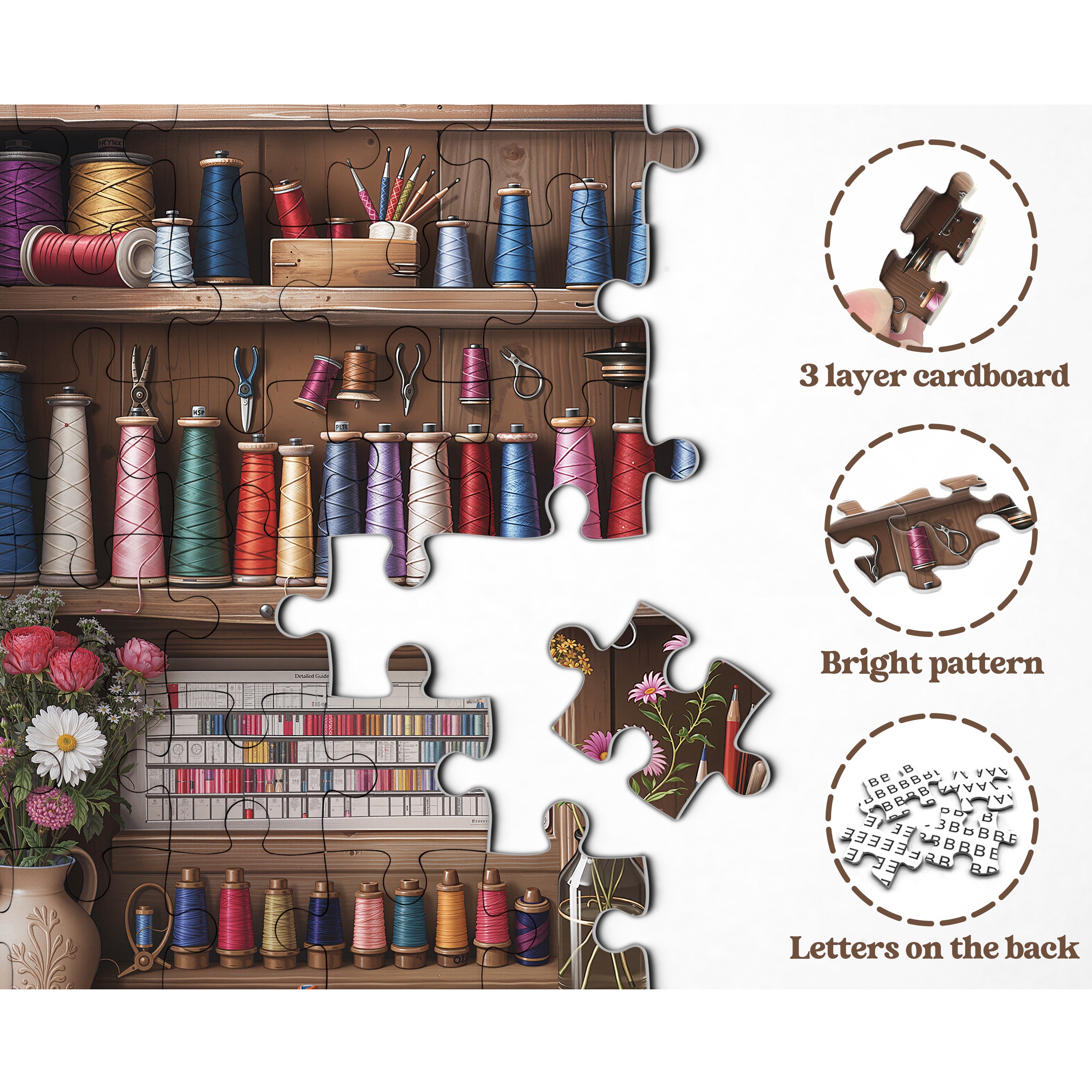 Buntes Nähschrank Puzzle 1000 Stücke