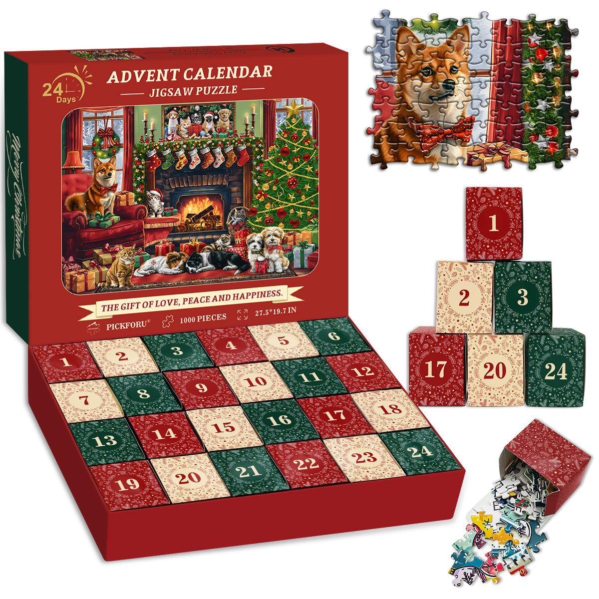 Accogliente puzzle di calendario dell'avvento natalizio 1000 pezzi