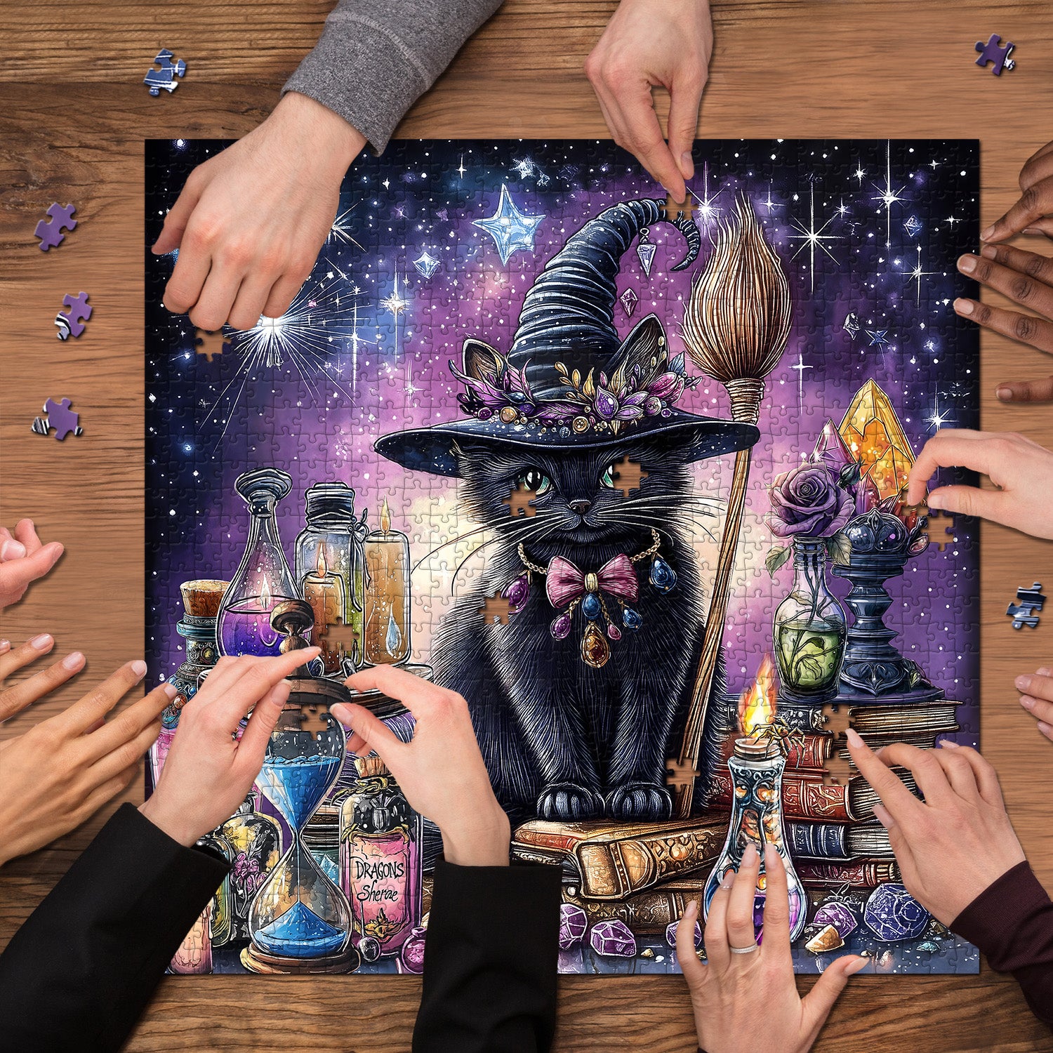Meow Starry Night Jigsaw Puzzle 1000 Pieces