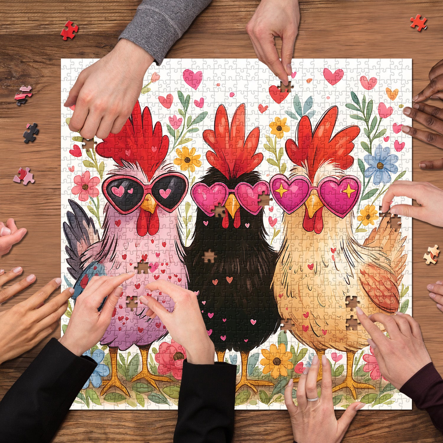 Heart Chicken Garden Jigsaw Puzzle 1000 Pieces