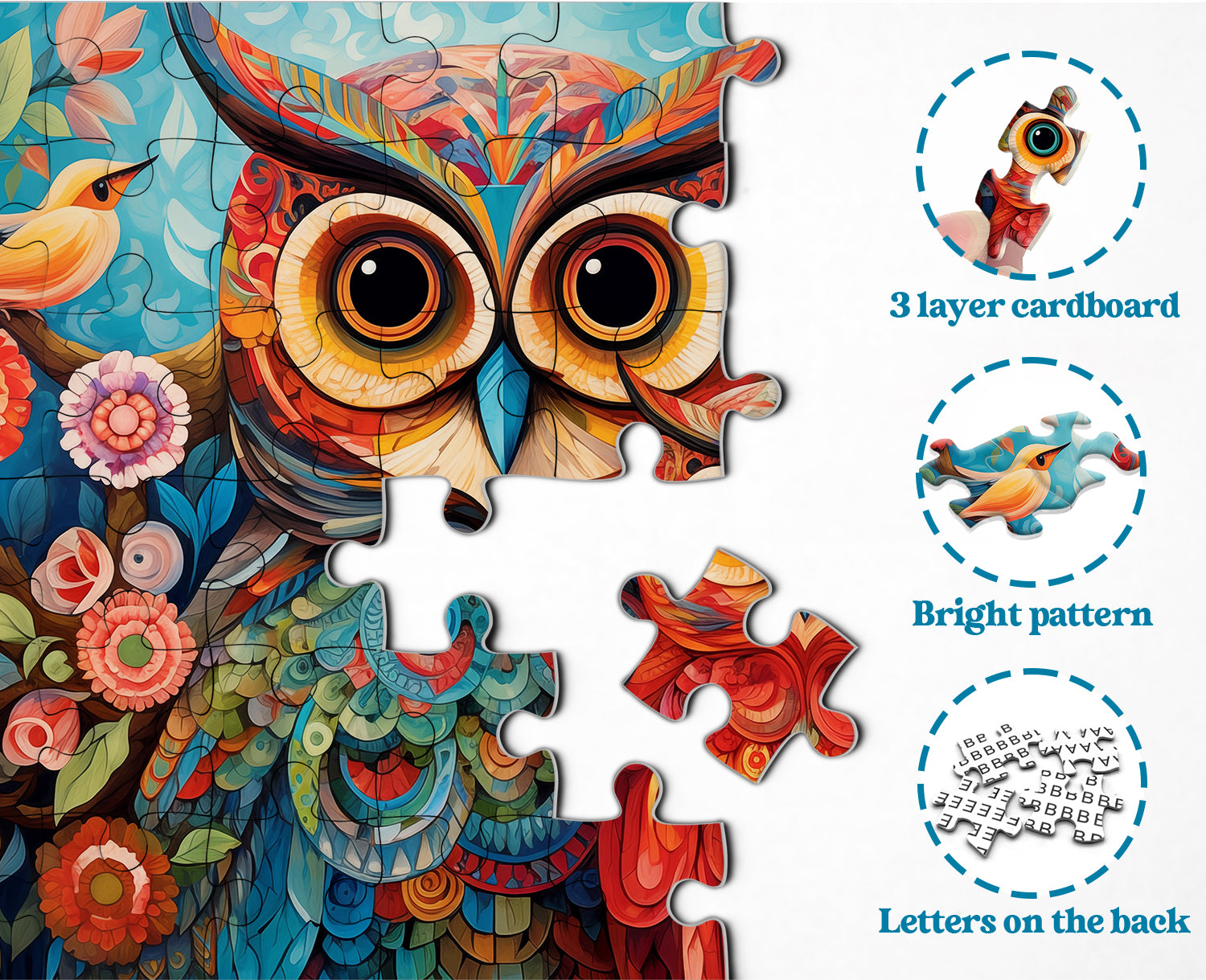 Blumeneulen -Puzzle 1000 Stücke