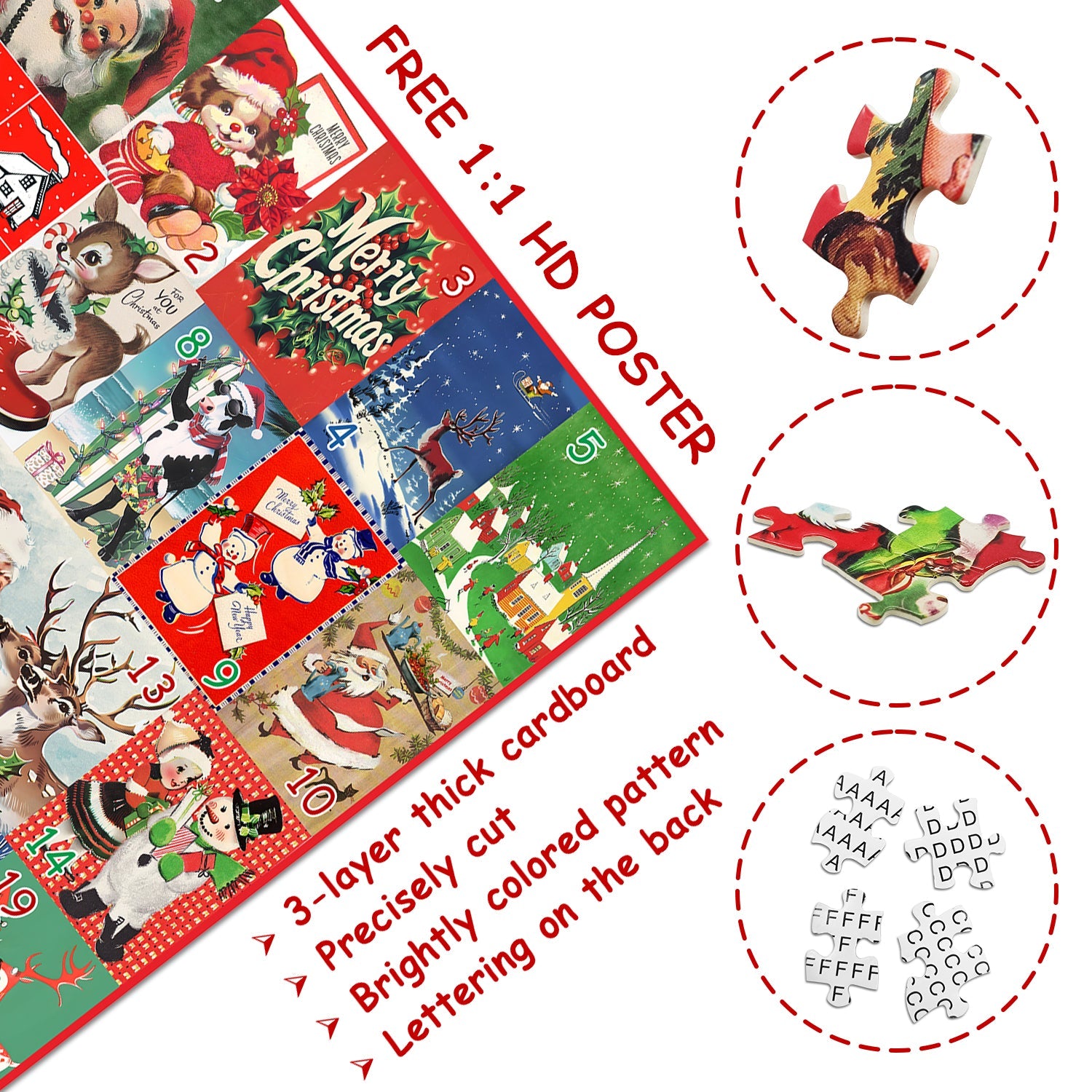 Vintage Christmas Tree Snowman Jigsaw Puzzle 1000 Pieces