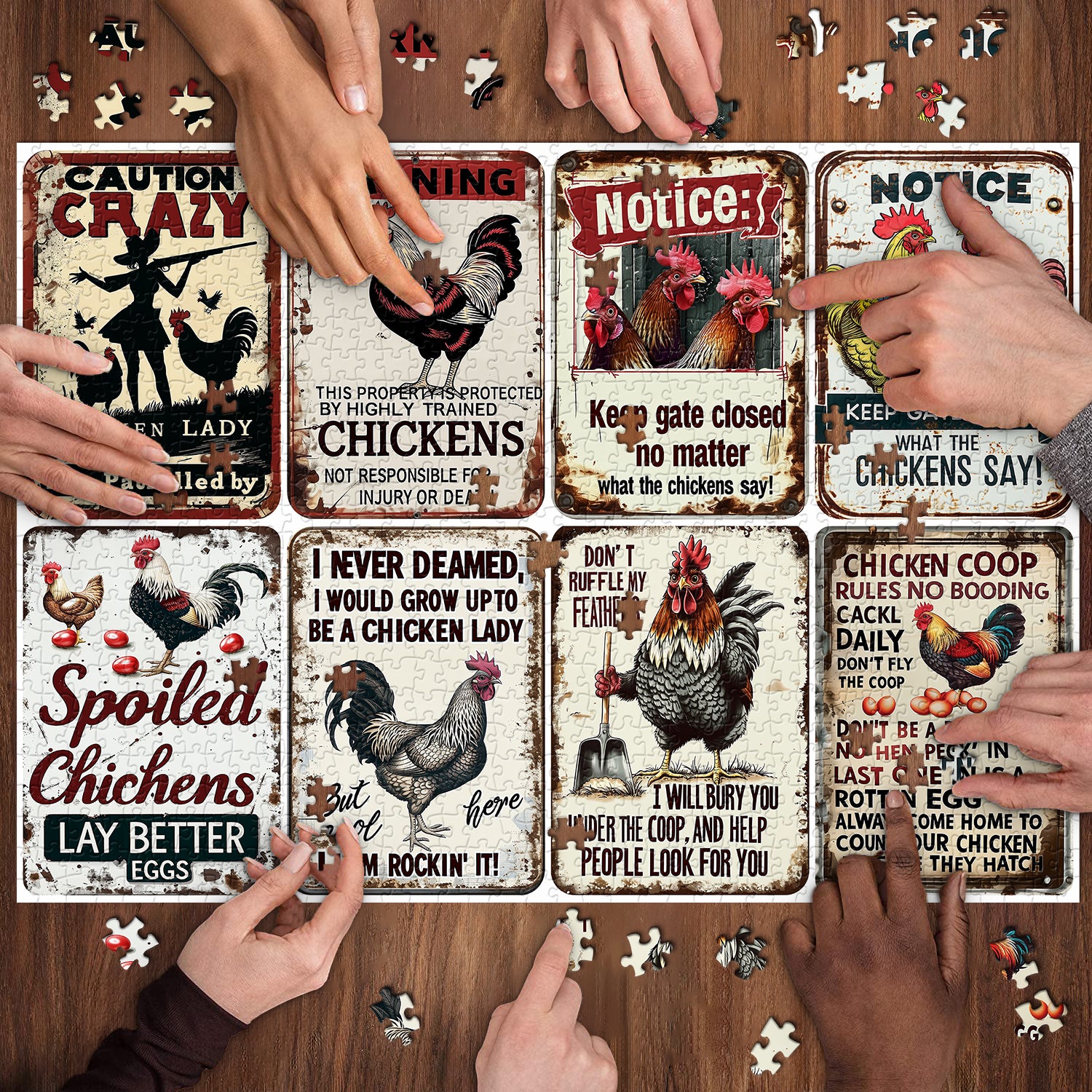 Verrückte kämpfende Hühnchen -Puzzle 1000 Stücke