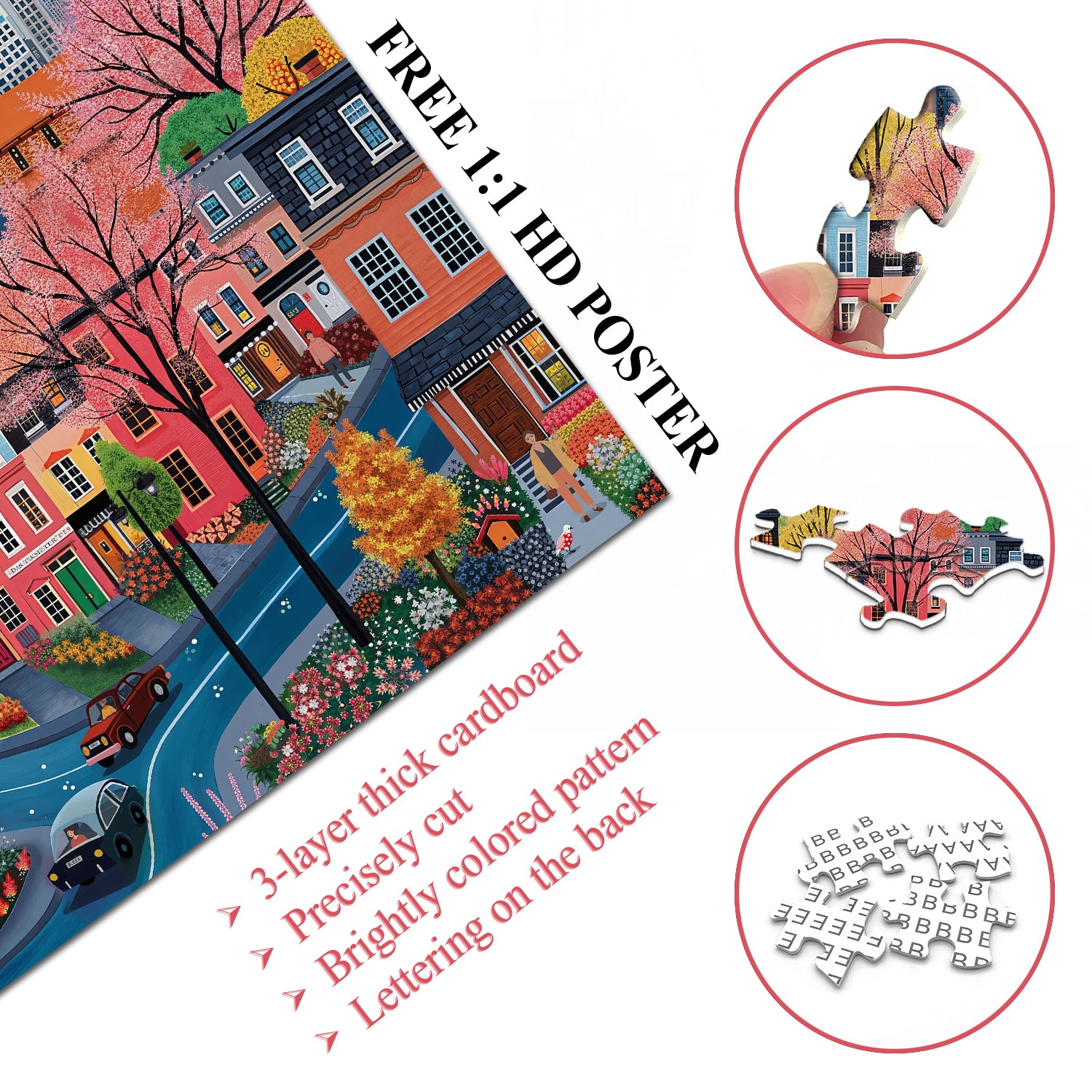 Colorful Street Scene Jigsaw Puzzle 1000 Pieces