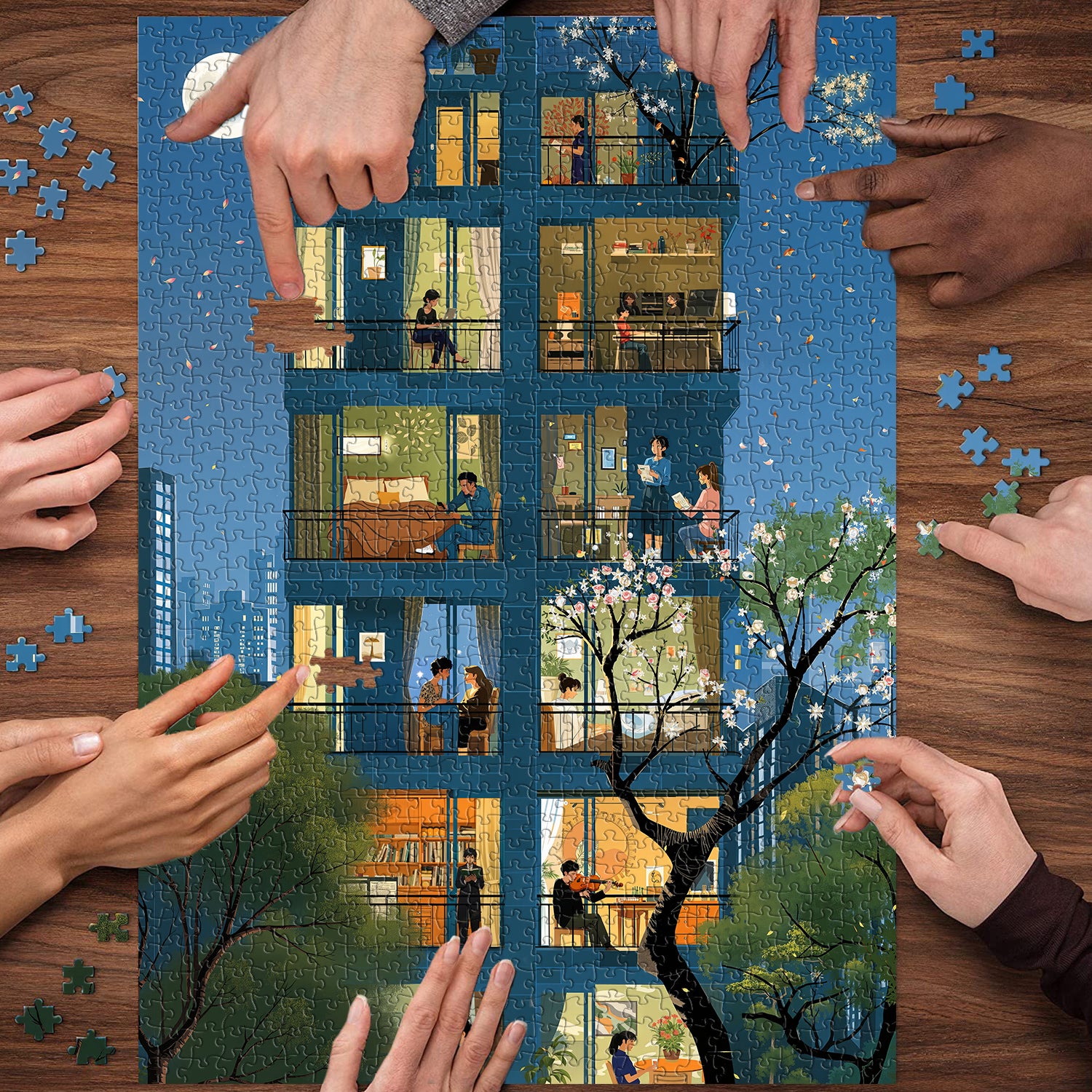 Nightlife In The Building Jigsaw Puzzle 1000 Pieces