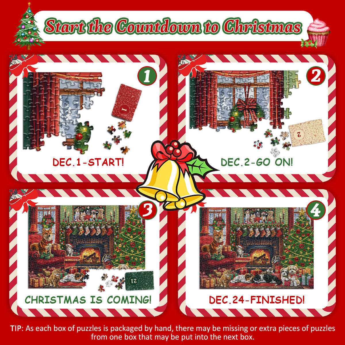 Accogliente puzzle di calendario dell'avvento natalizio 1000 pezzi