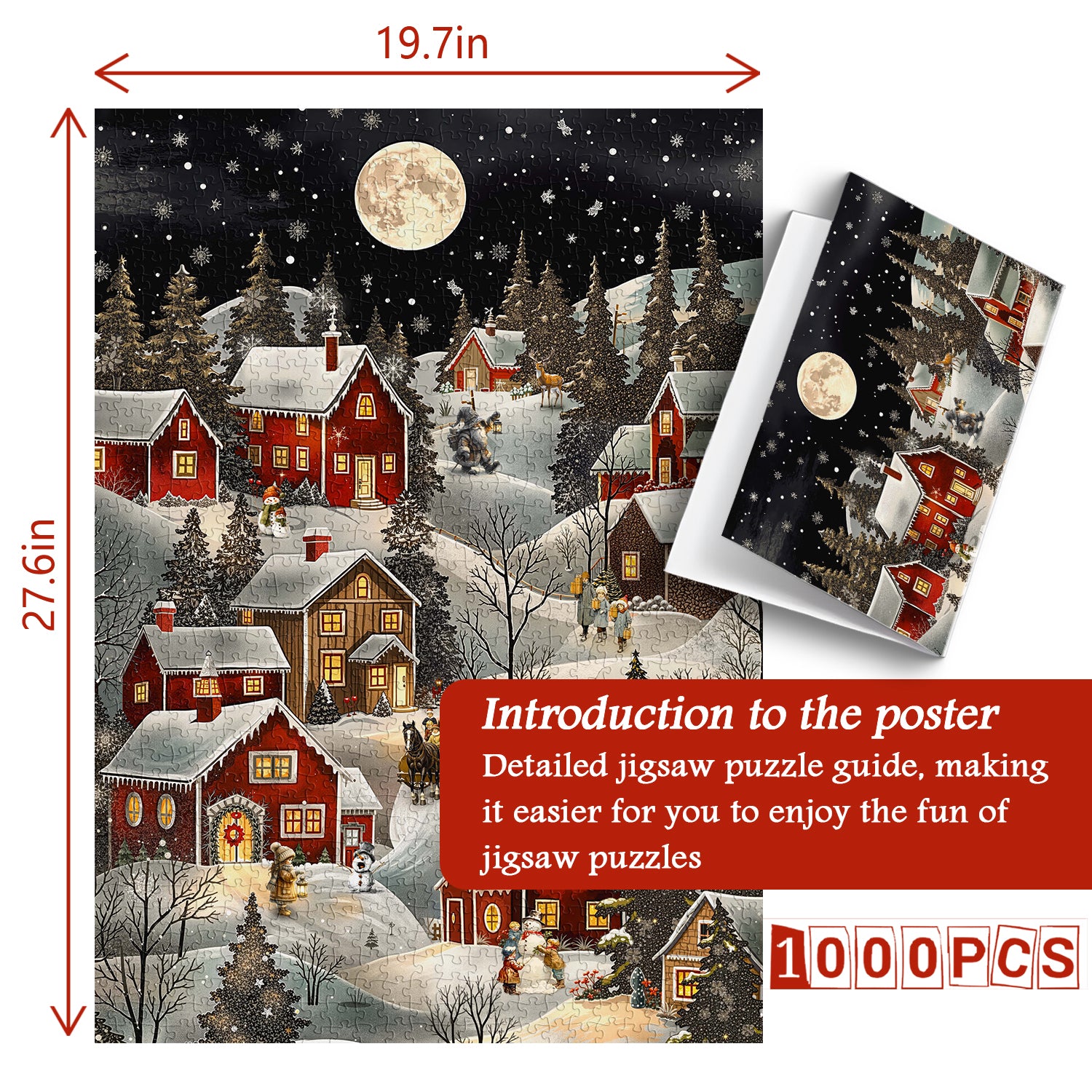 Snowy Night Village Jigsaw Puzzle 1000 Pieces