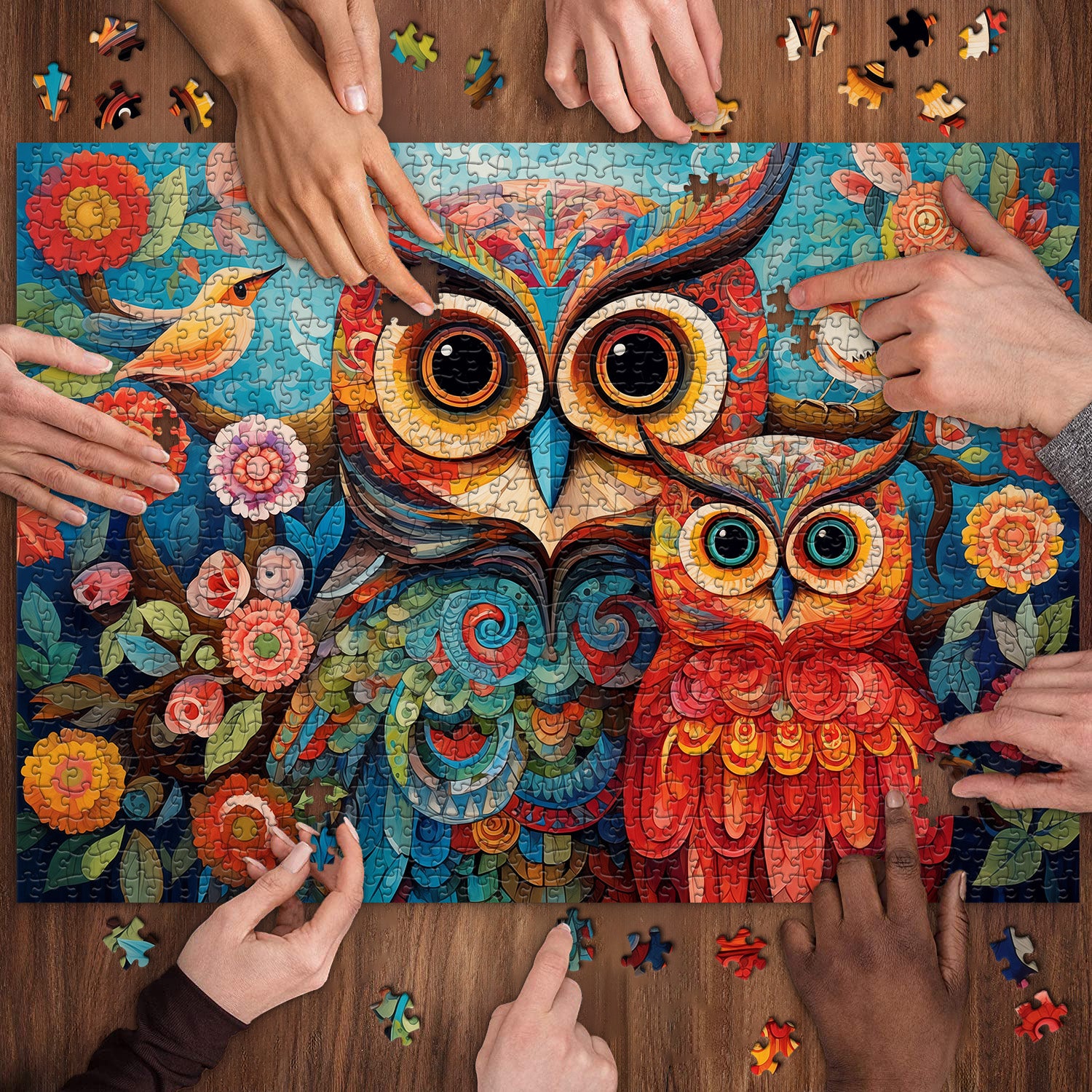 Blumeneulen -Puzzle 1000 Stücke