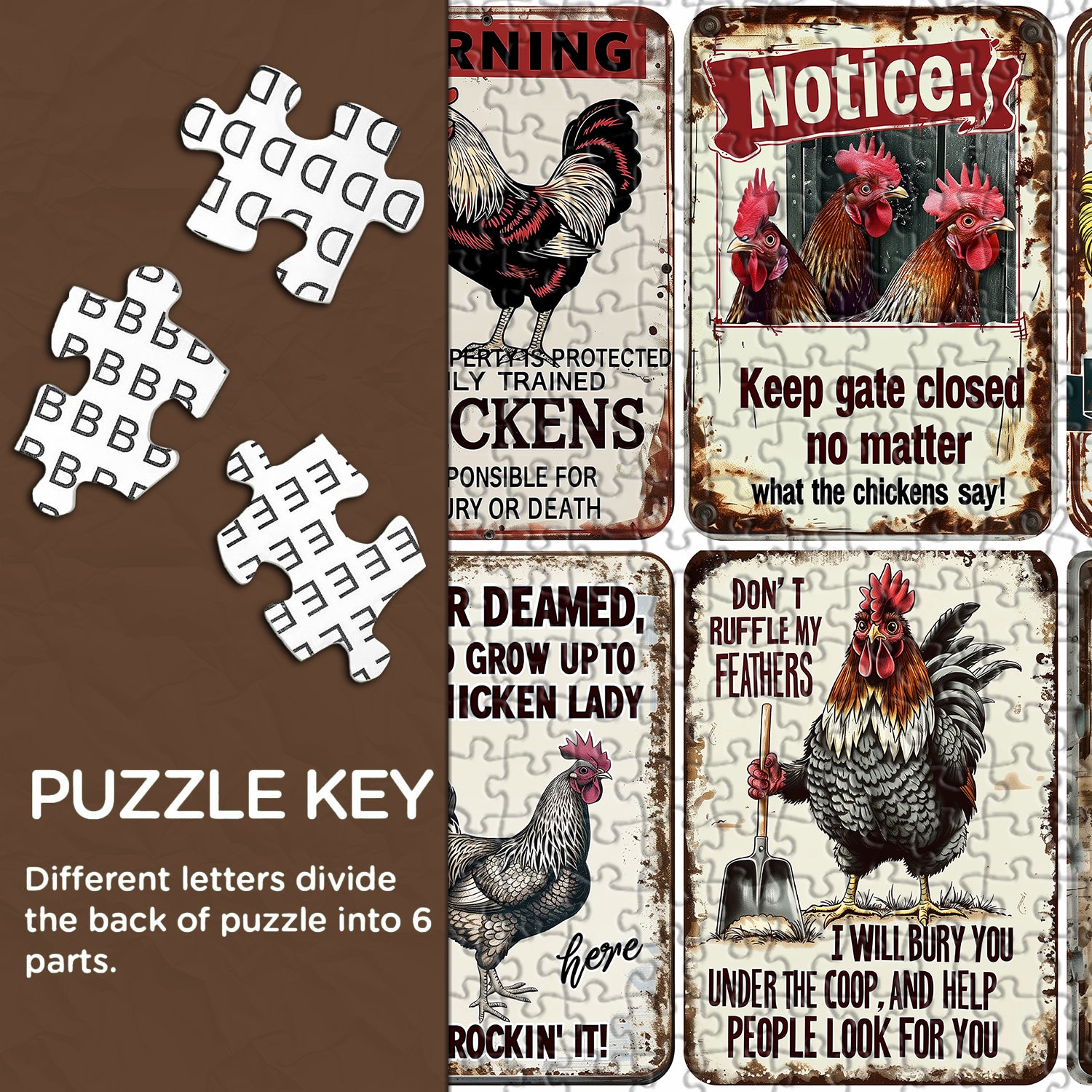 Verrückte kämpfende Hühnchen -Puzzle 1000 Stücke