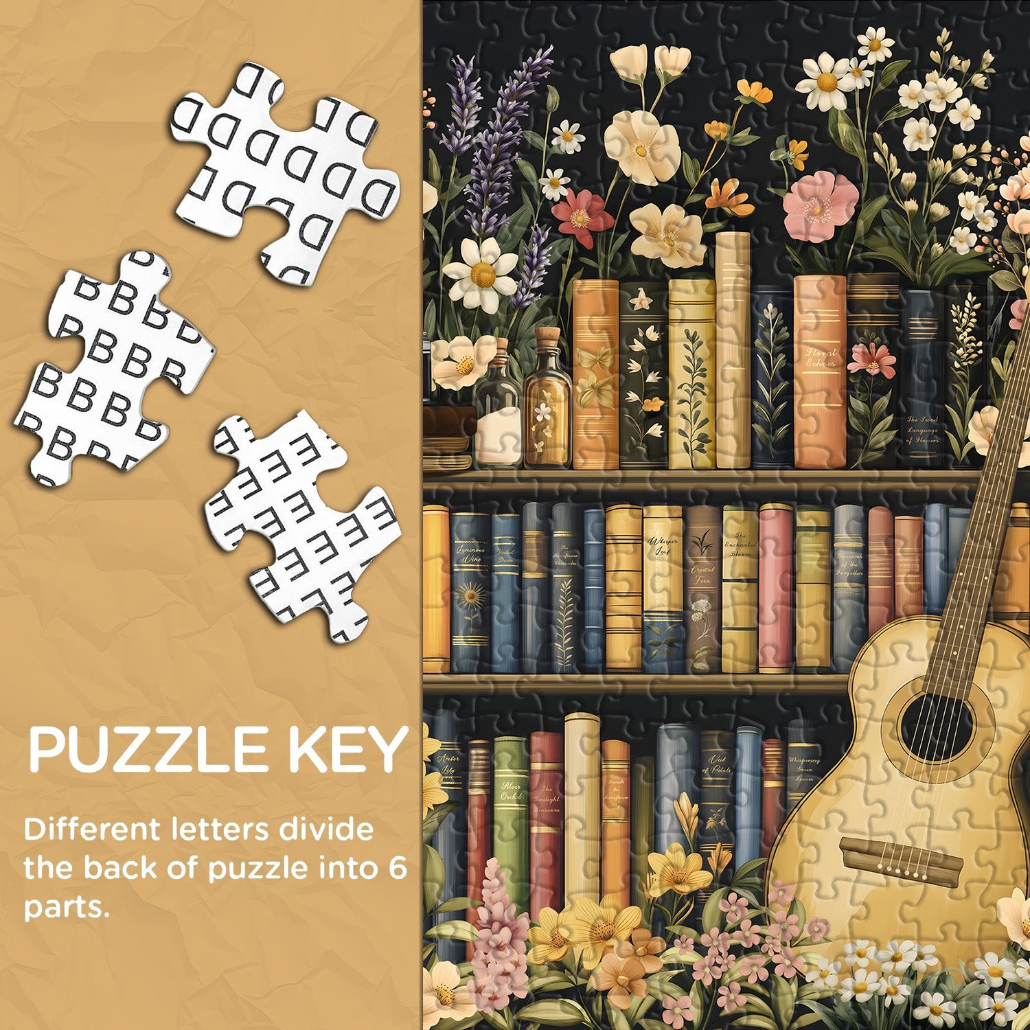 Wildblumen -Bücherregal -Puzzle 1000 Stücke
