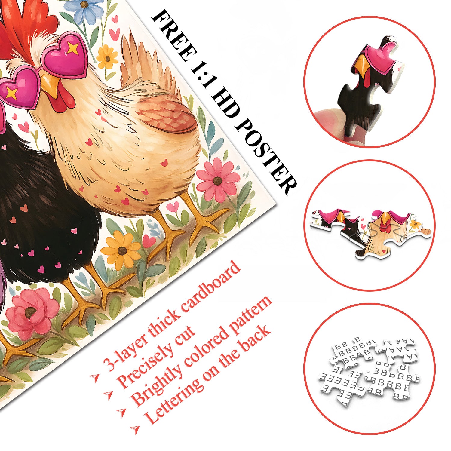 Heart Chicken Garden Jigsaw Puzzle 1000 Pieces