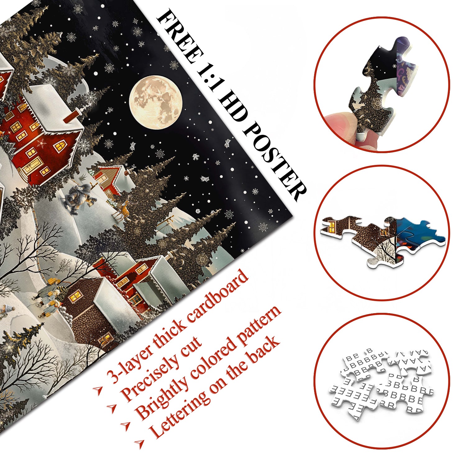 Snowy Night Village Jigsaw Puzzle 1000 Pieces