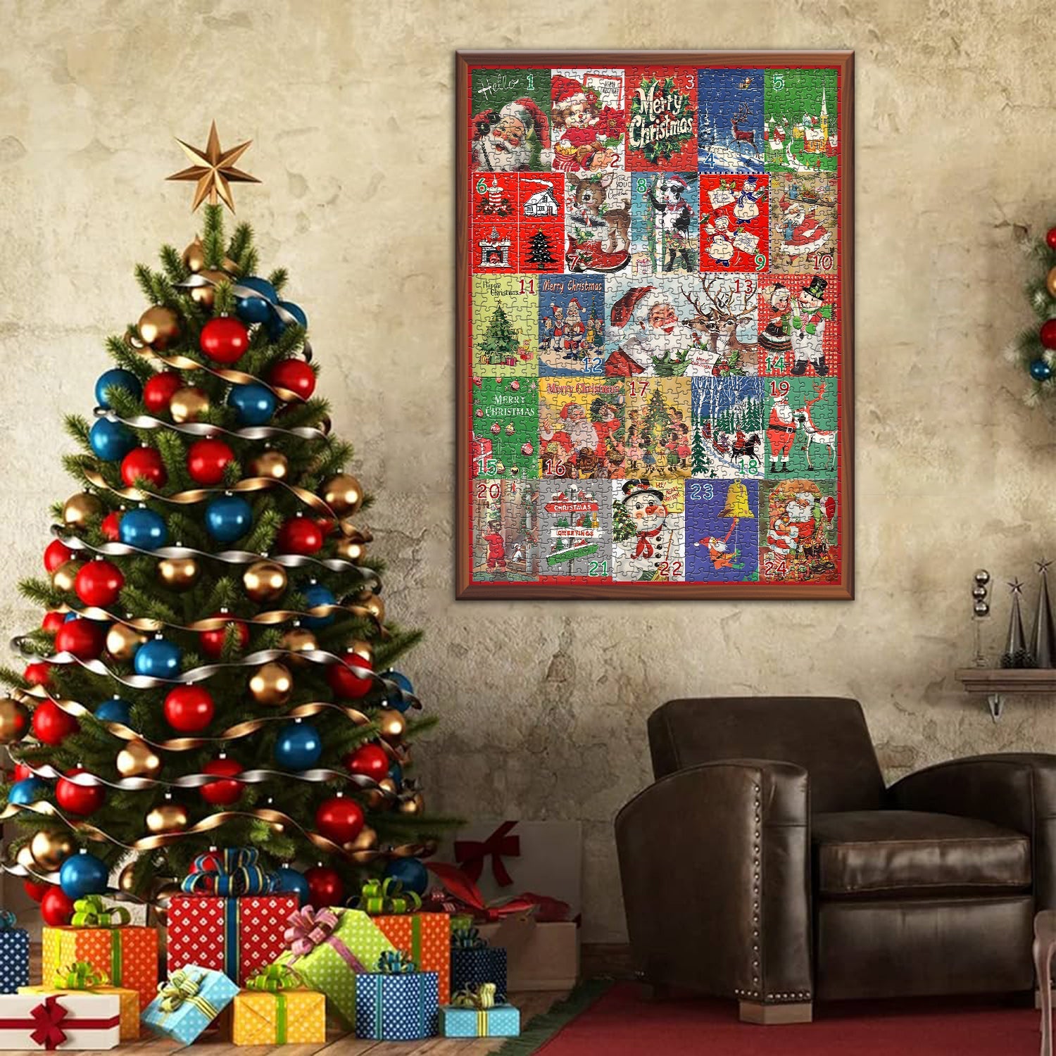 Vintage Christmas Tree Snowman Jigsaw Puzzle 1000 Pieces