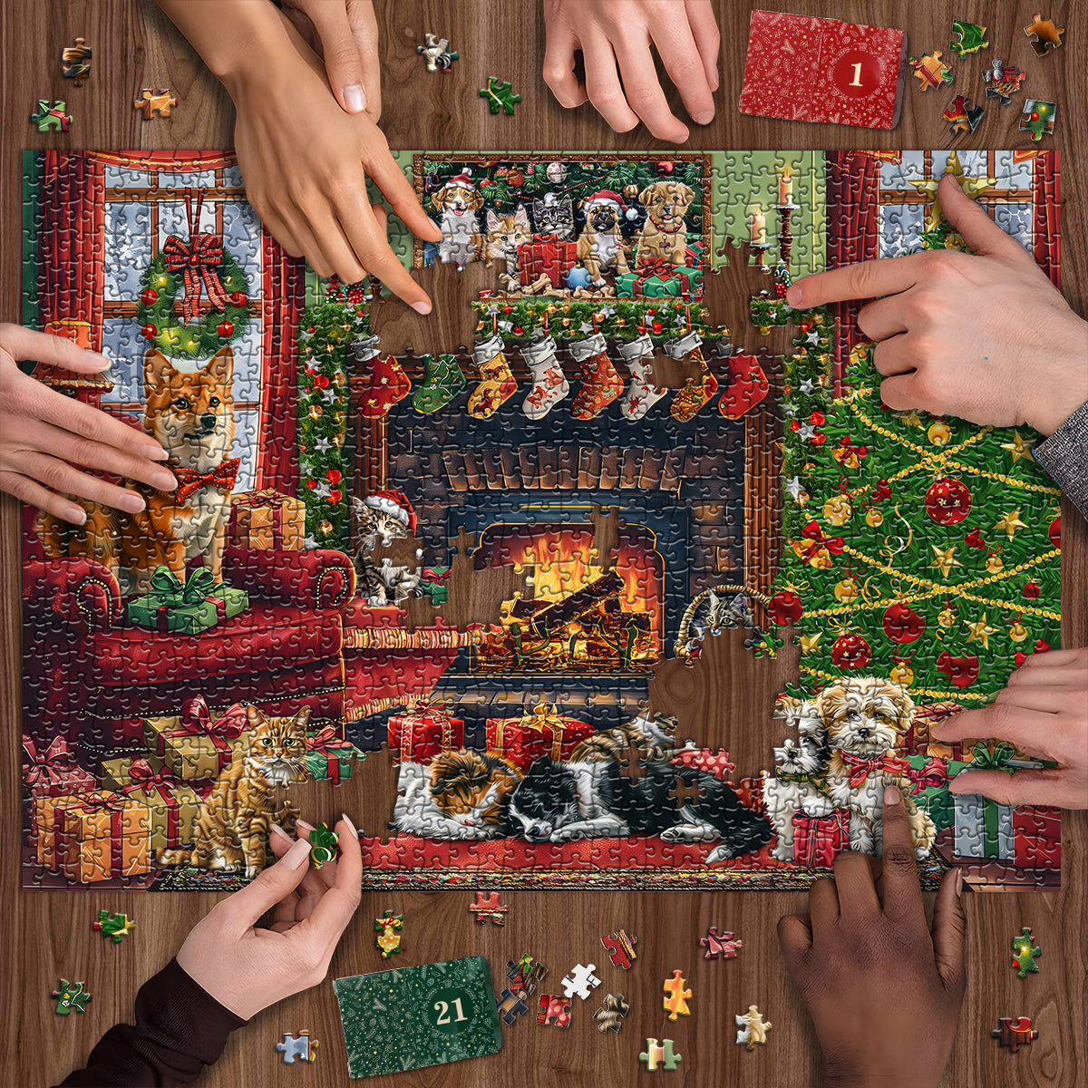 Accogliente puzzle di calendario dell'avvento natalizio 1000 pezzi
