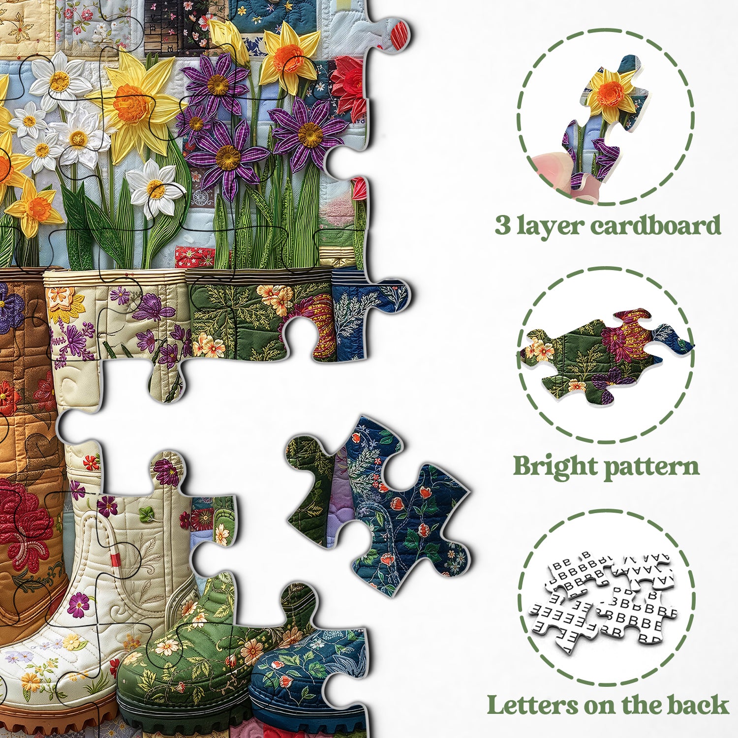 Floral Garden Boots Jigsaw Puzzle 1000 Pieces