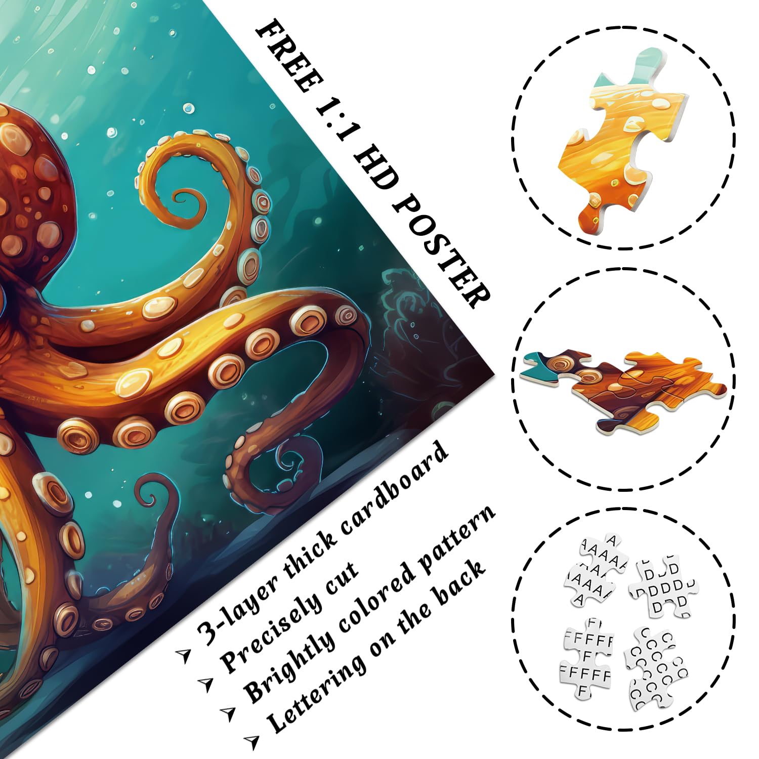 Bboldin® Octopus Jigsaw Puzzle 1000 Pieces