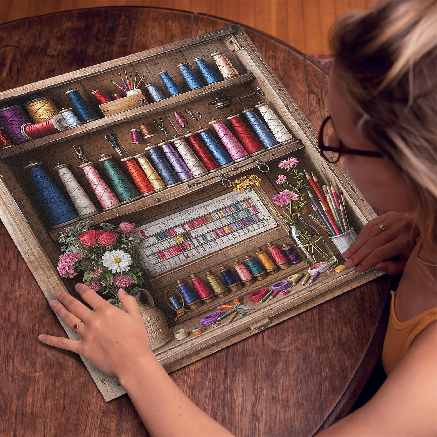 Buntes Nähschrank Puzzle 1000 Stücke