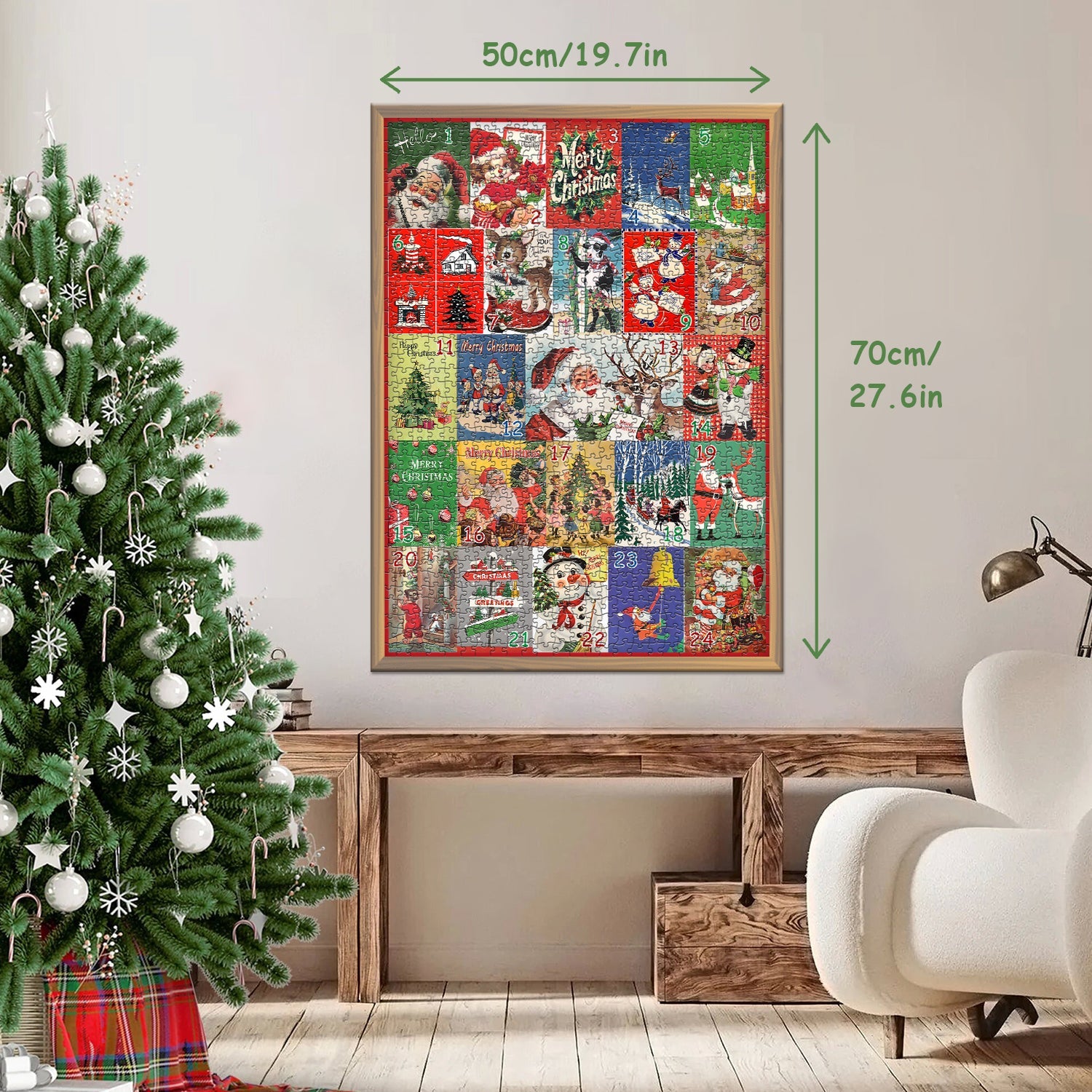Vintage Christmas Tree Snowman Jigsaw Puzzle 1000 Pieces