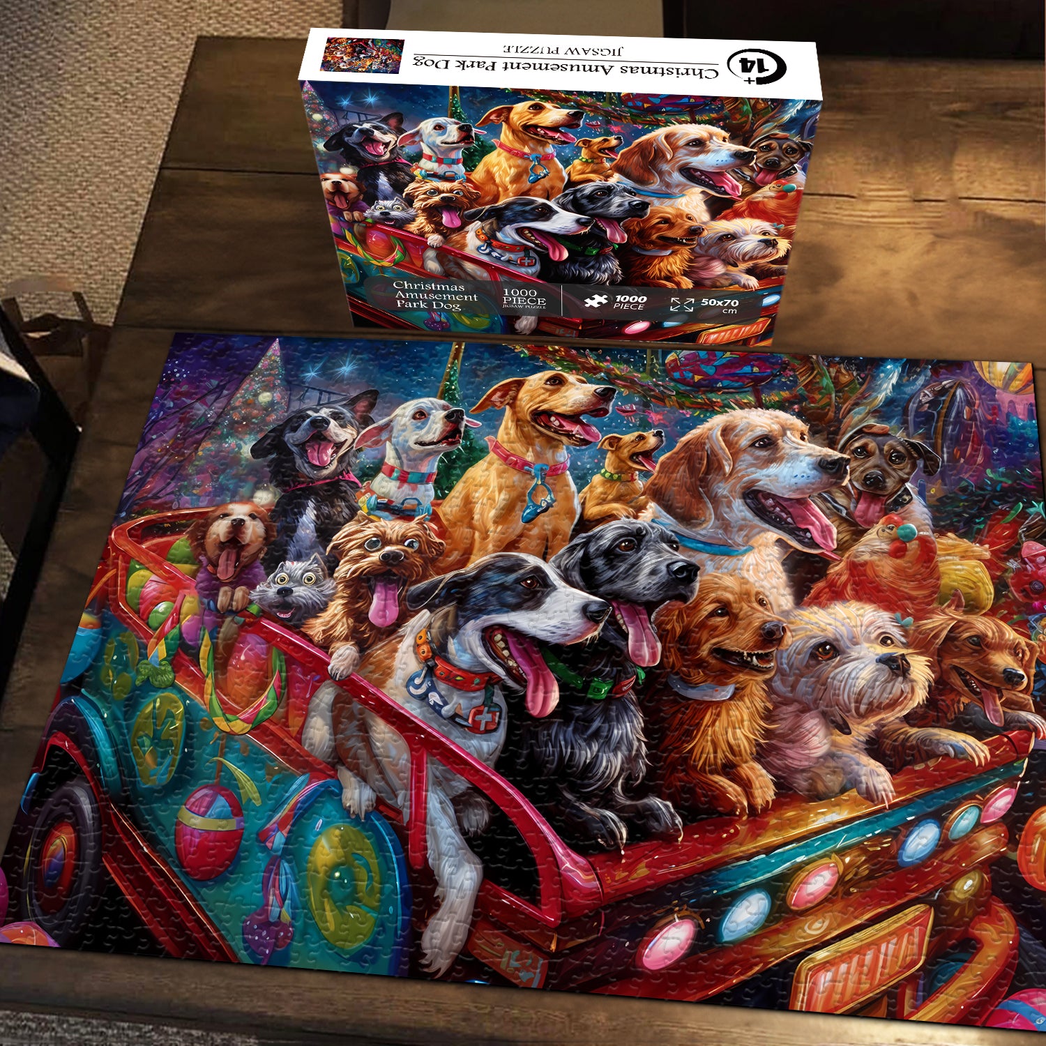 BBOLDIN® Weihnachten Vergnügungspark Hund Jigsaw Puzzle 1000 Stücke