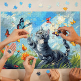 Gato persiguiendo a Butterfly Jigsaw Puzzle 1000 piezas