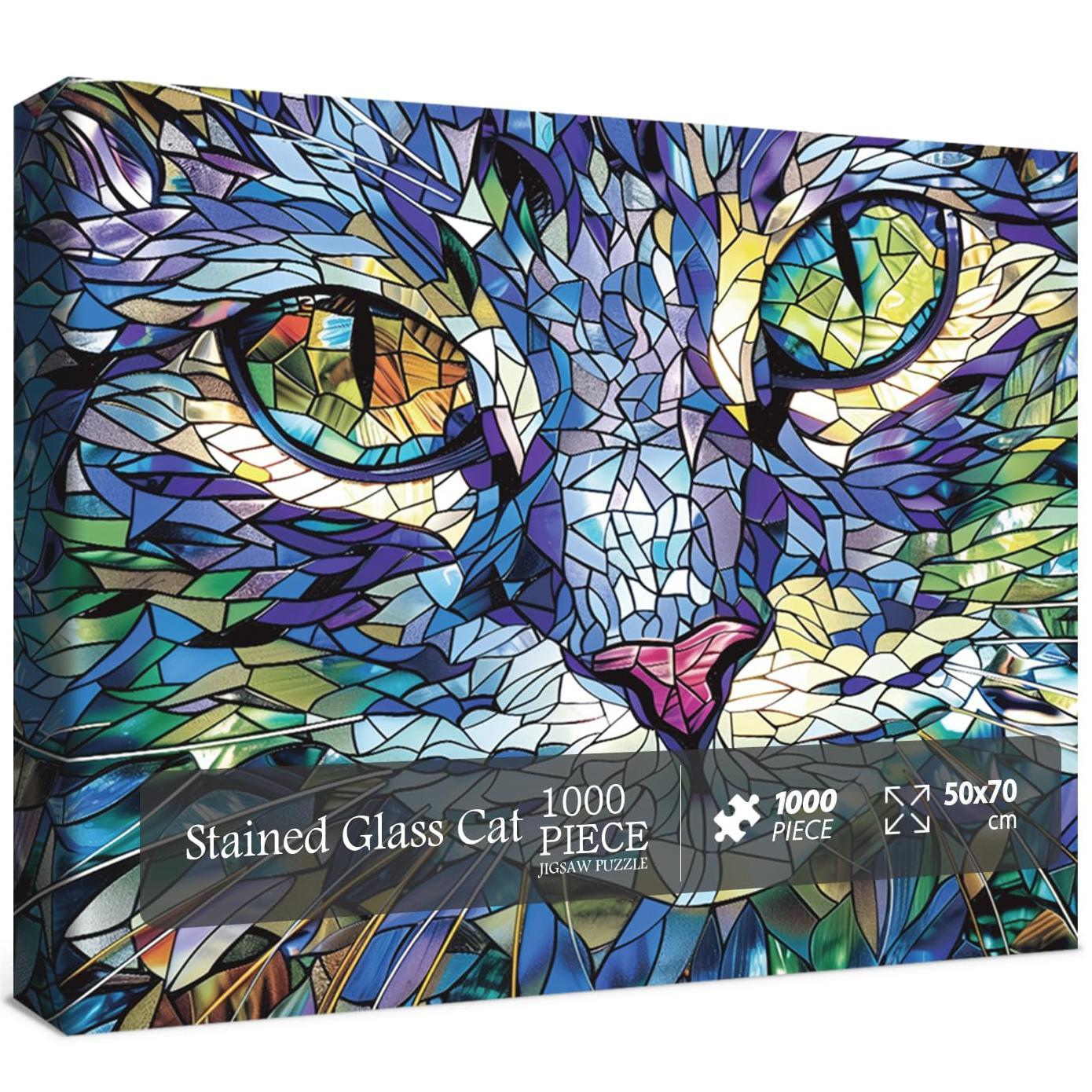 Stained Glass Cat Jigsaw Puzzle 1000 Pieces