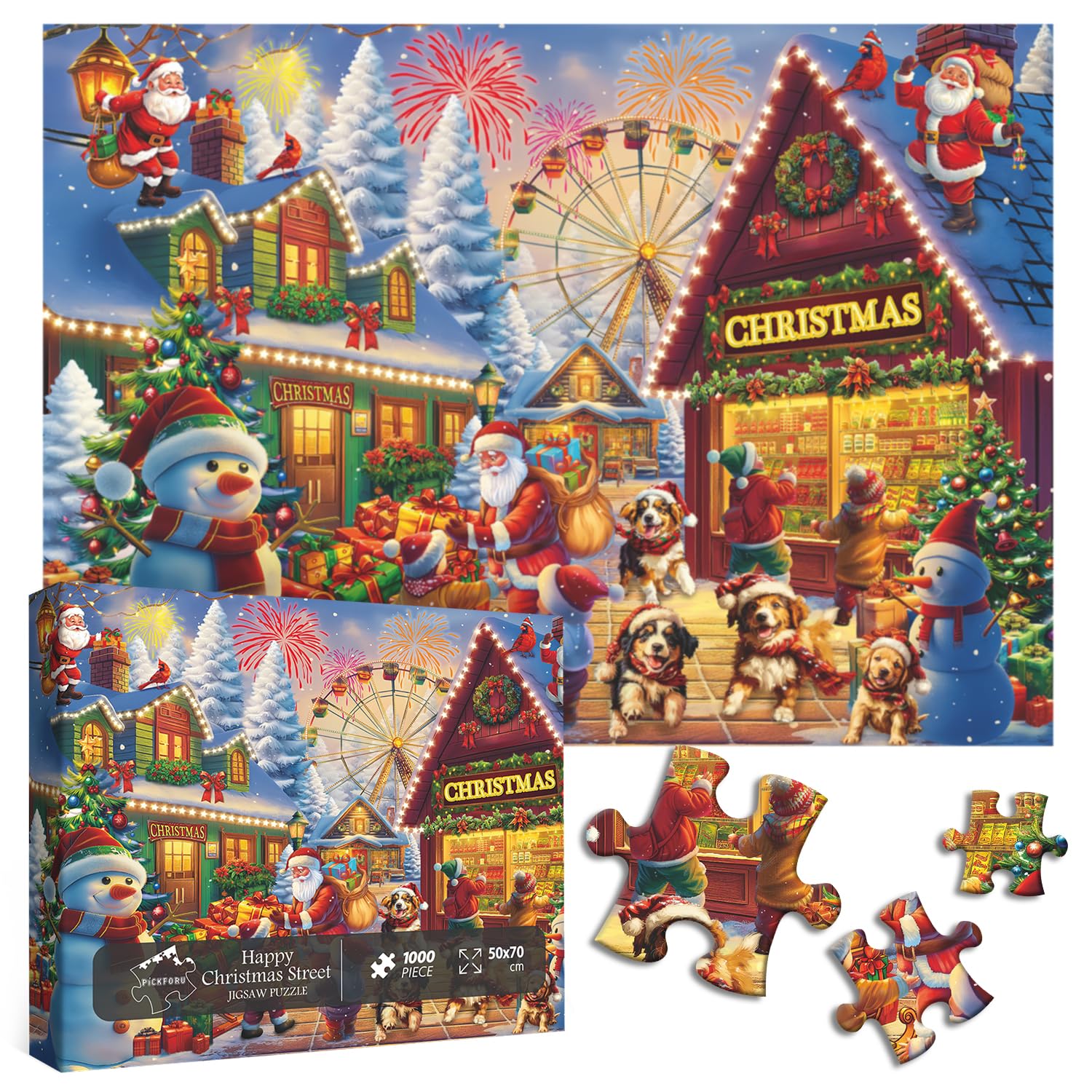 Happy Christmas Street Jigsaw Puzzles 1000 Pieces