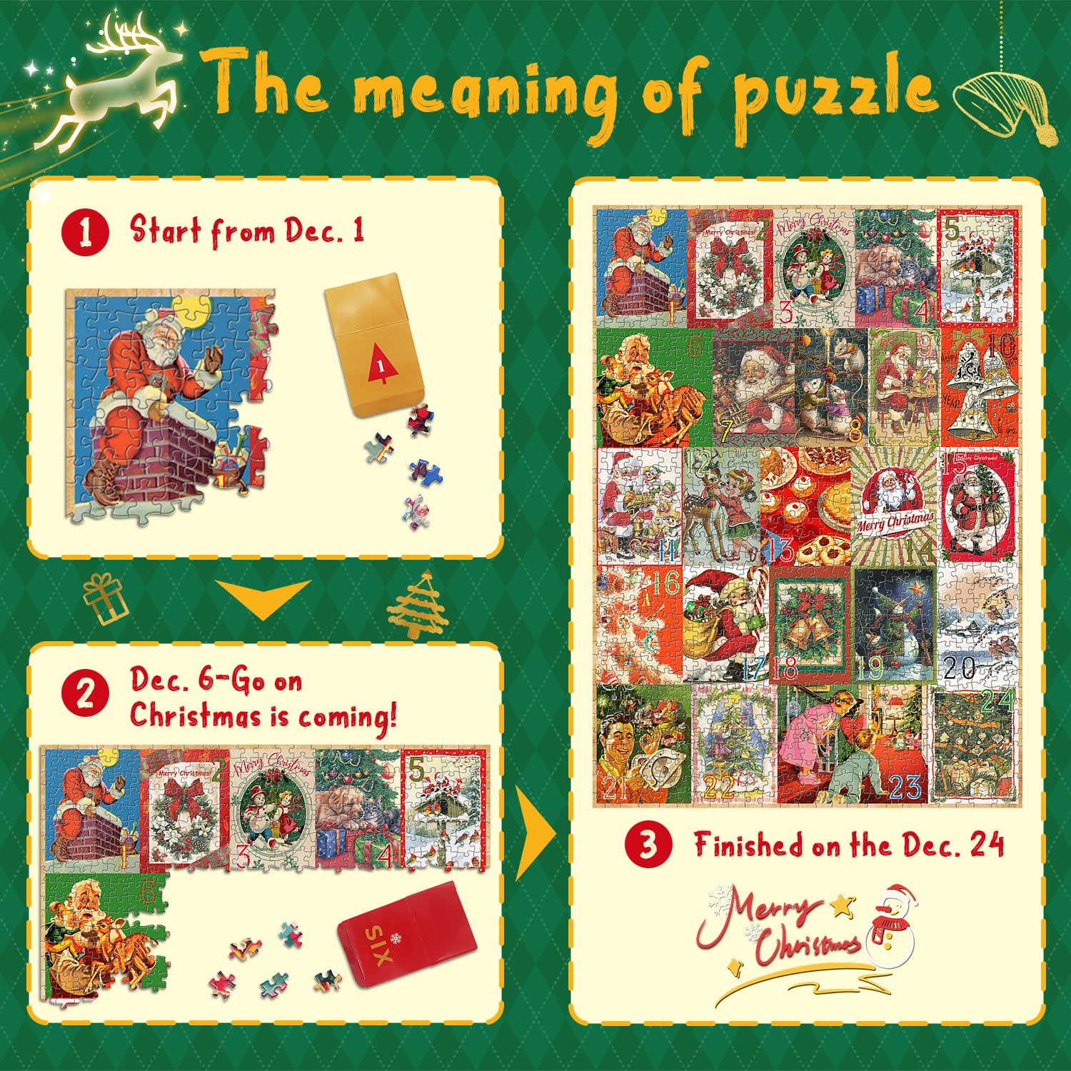 Christmas Calendar Jigsaw Puzzle  1000 Pieces