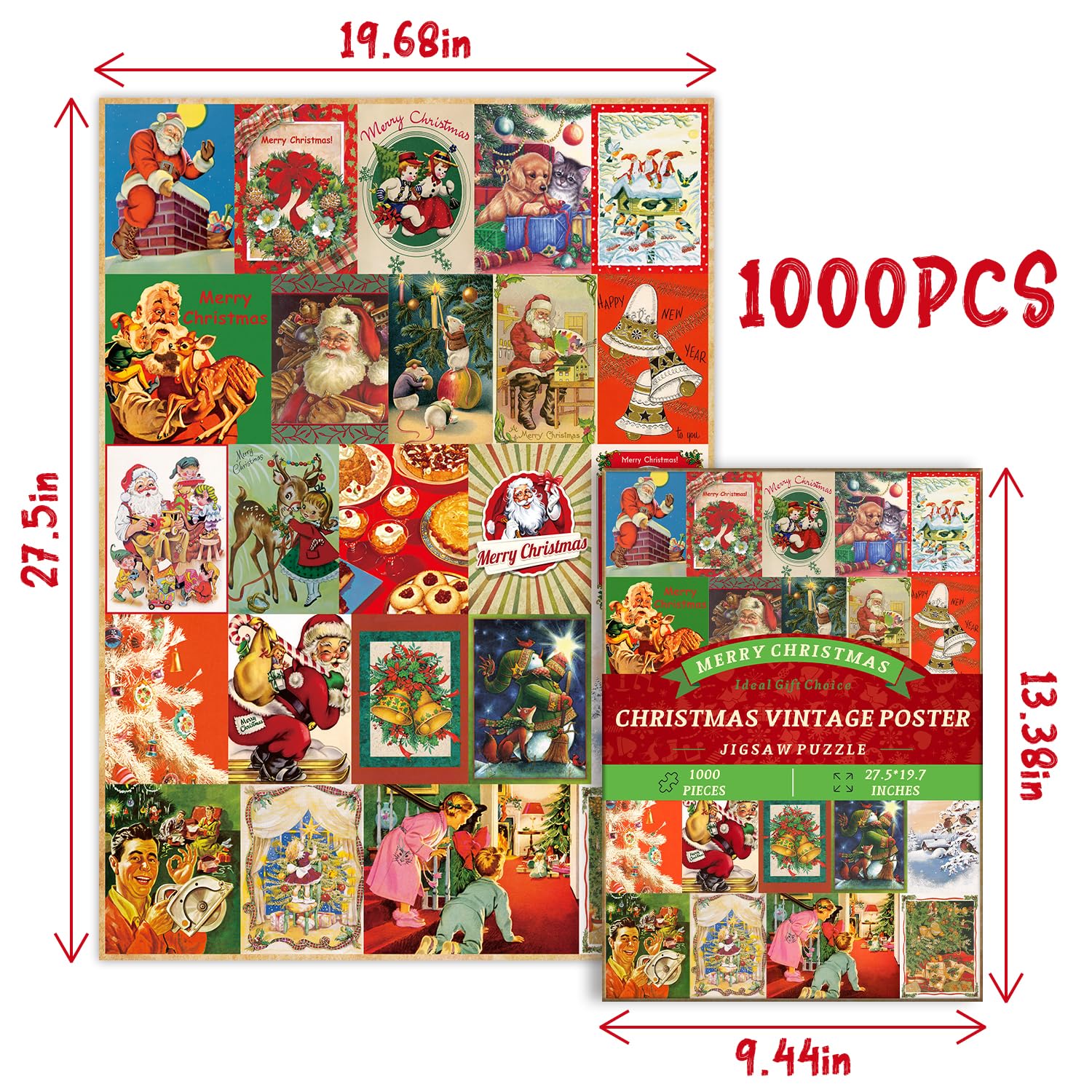 Bboldin® Christmas Vintage Poster Jigsaw Puzzle 1000 Pieces