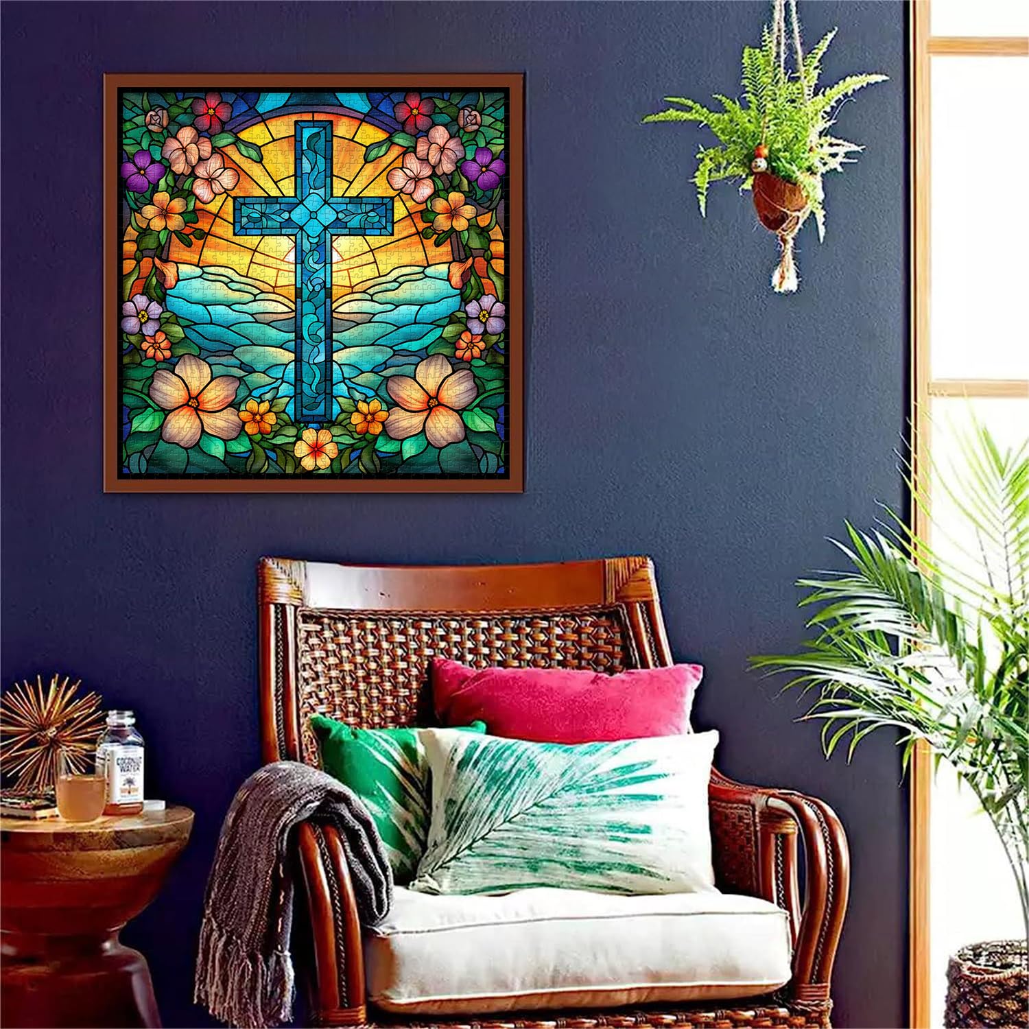 Puzzle de puzzle de croix en vitrail 1000 pièces