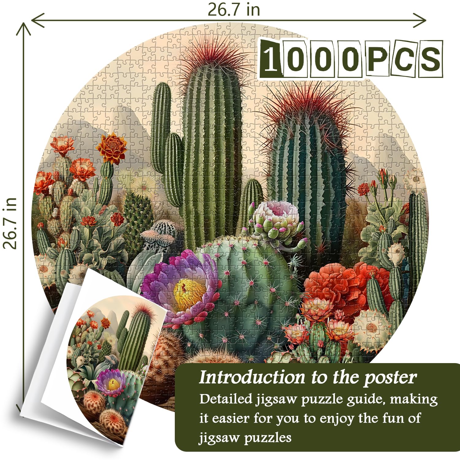 Bboldin® Vintage Cactus Jigsaw Puzzle 1000 Pieces