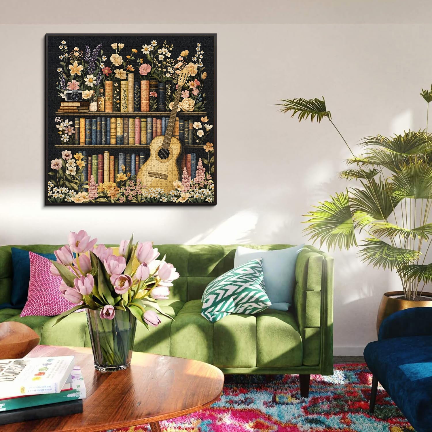 Wildblumen -Bücherregal -Puzzle 1000 Stücke