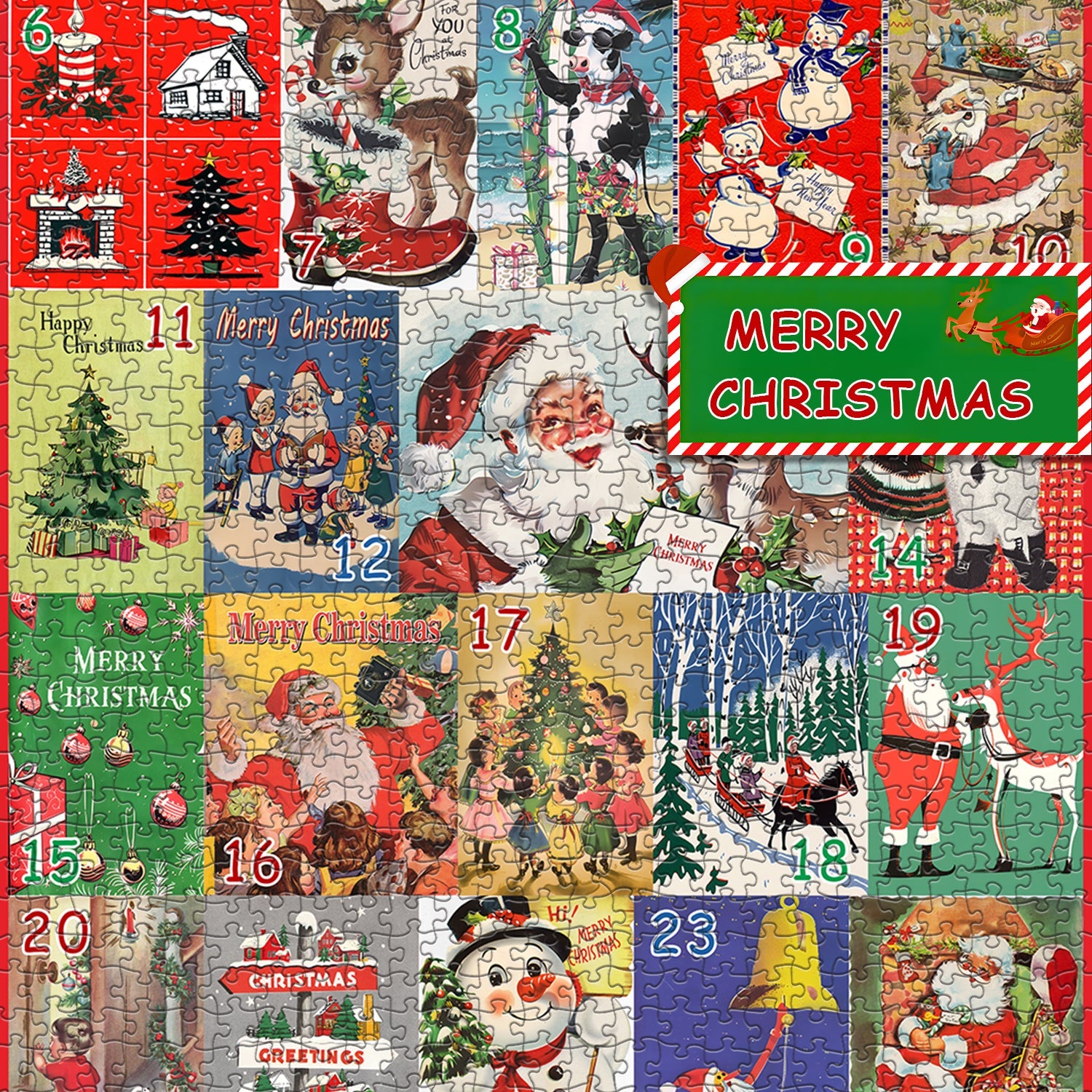 Vintage Christmas Tree Snowman Jigsaw Puzzle 1000 Pieces