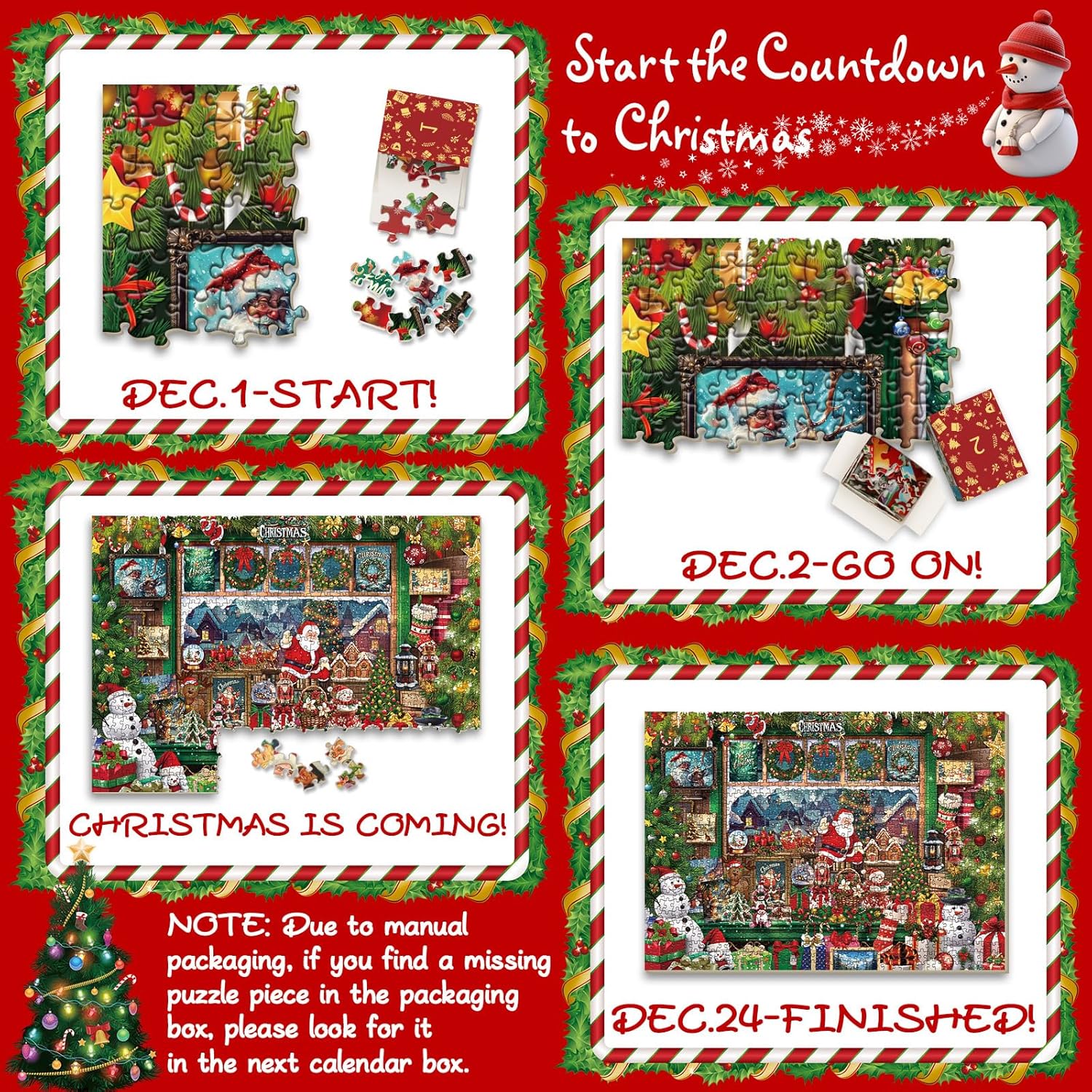 Yuletide Joy Advent Calendar Jigsaw Puzzle 1000 Pieces