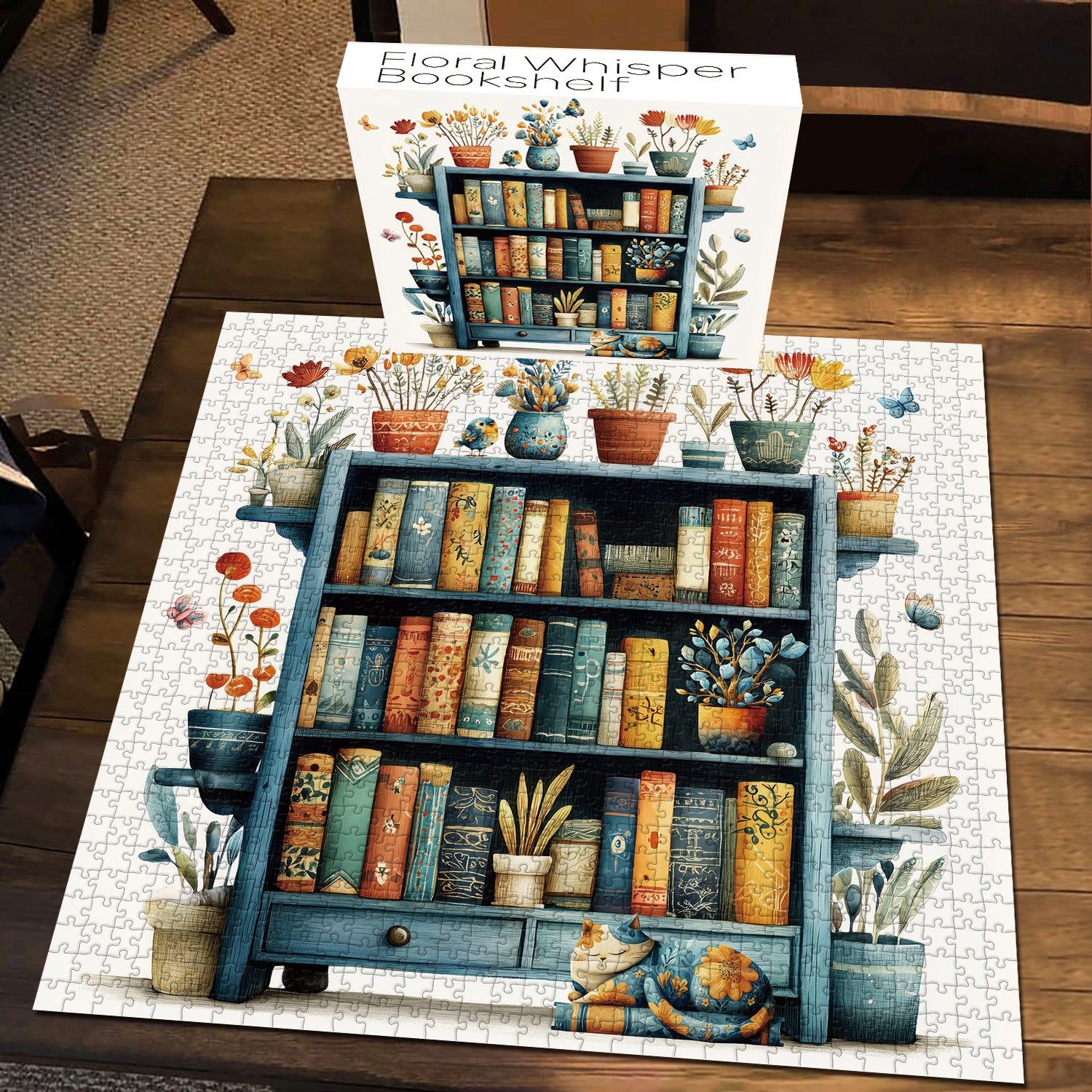 Floral Whisper Bookshelf Jigsaw Puzzle 1000 Pieces