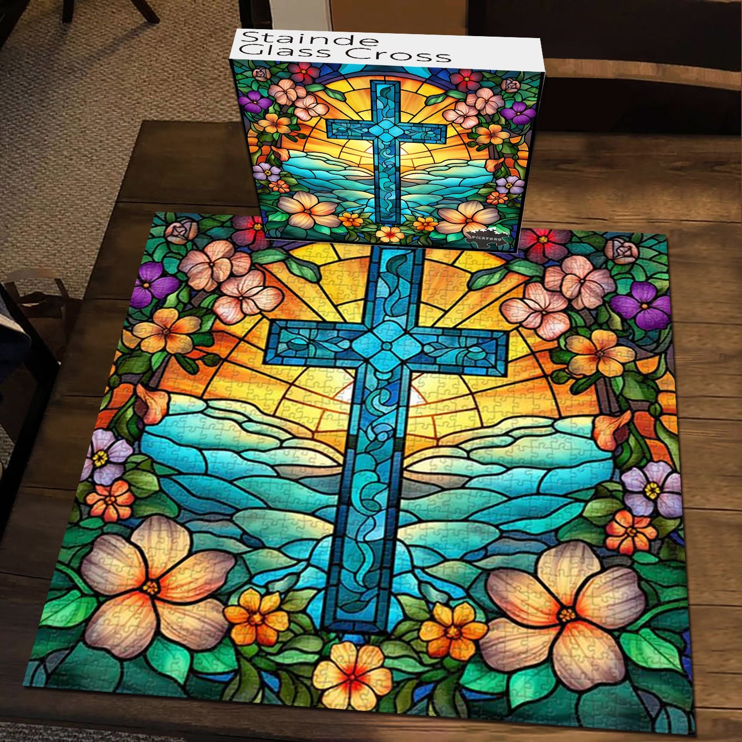 Puzzle de puzzle de croix en vitrail 1000 pièces