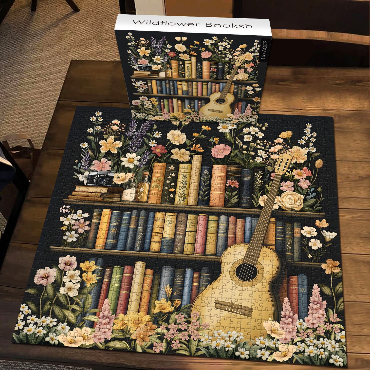 Wildblumen -Bücherregal -Puzzle 1000 Stücke