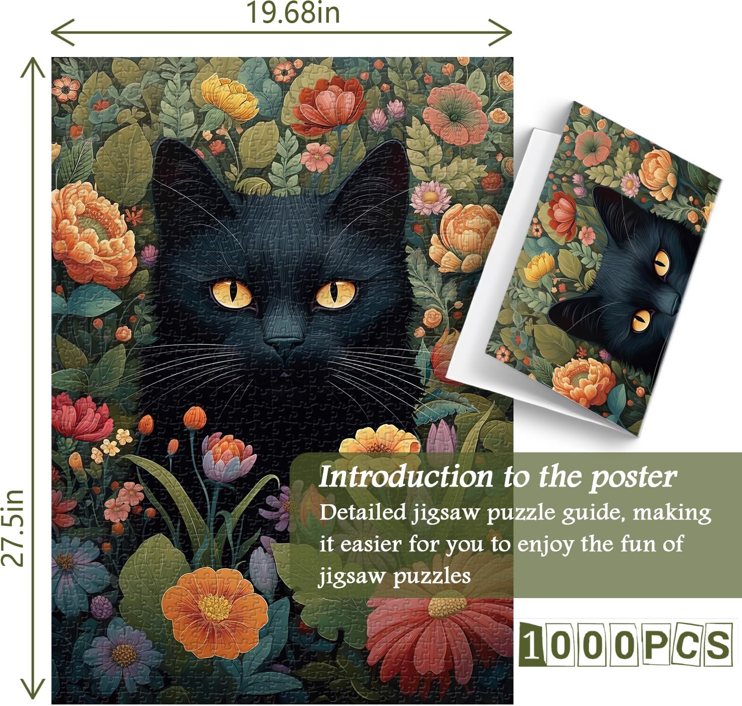Cat And Flowers Jigsaw Puzzles 1000 Pieces