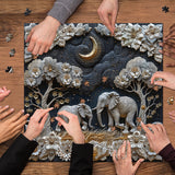 Moonlight Elephants Jigsaw Puzzle 1000 Pieces