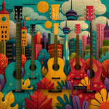 Guitar & City Jigsaw Puzzle 1000 Pieces