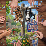 Yard Cat Capers Jigsaw Puzzle 1000 Pieces