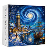 Starry Snow Harbor Jigsaw Puzzle 1000 Pieces