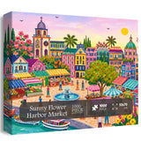Sunny Flower Harbor Market Jigsaw Puzzle 1000 Pieces